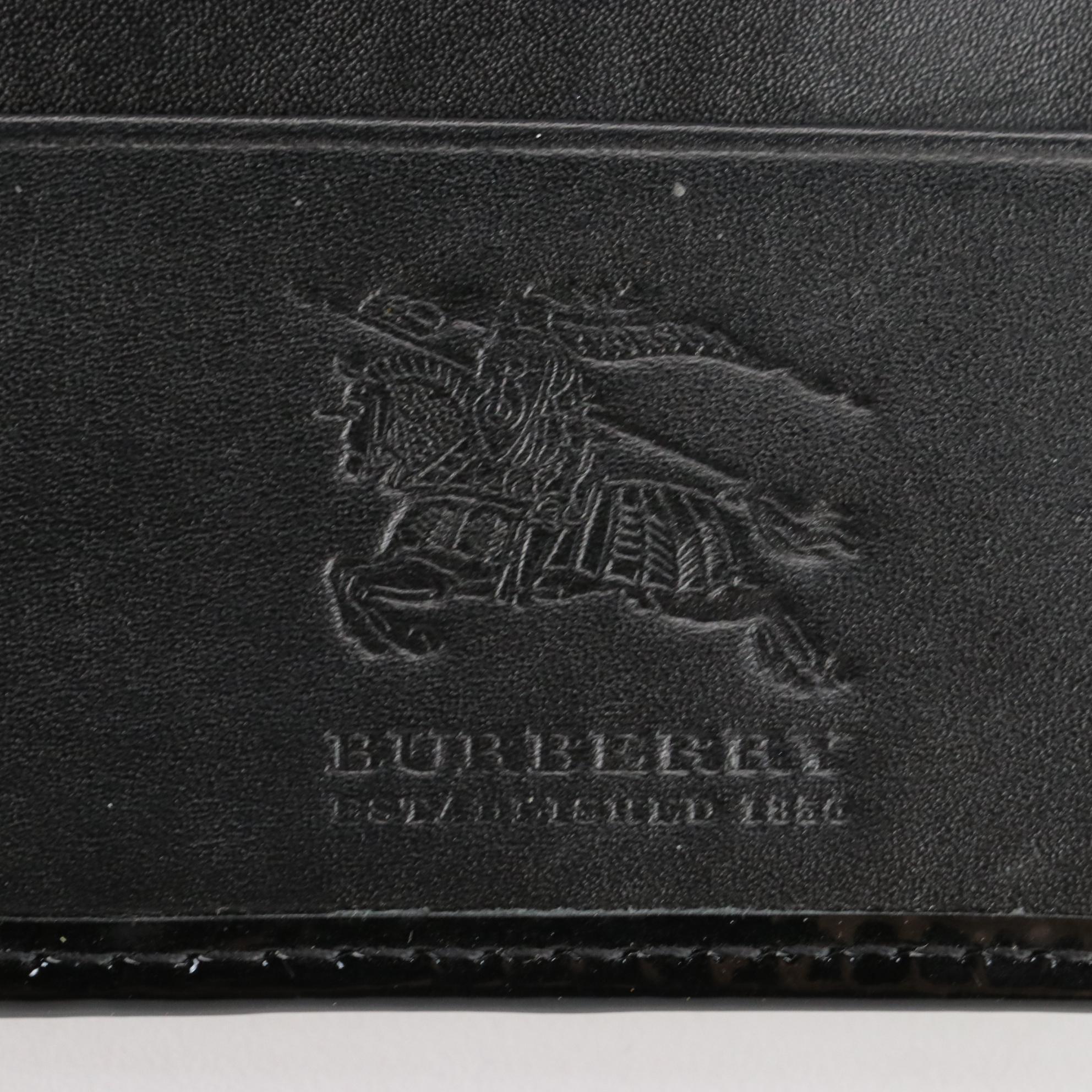 Burberry Patent Leather and Coated Canvas Wallet with Box and Dust Bag