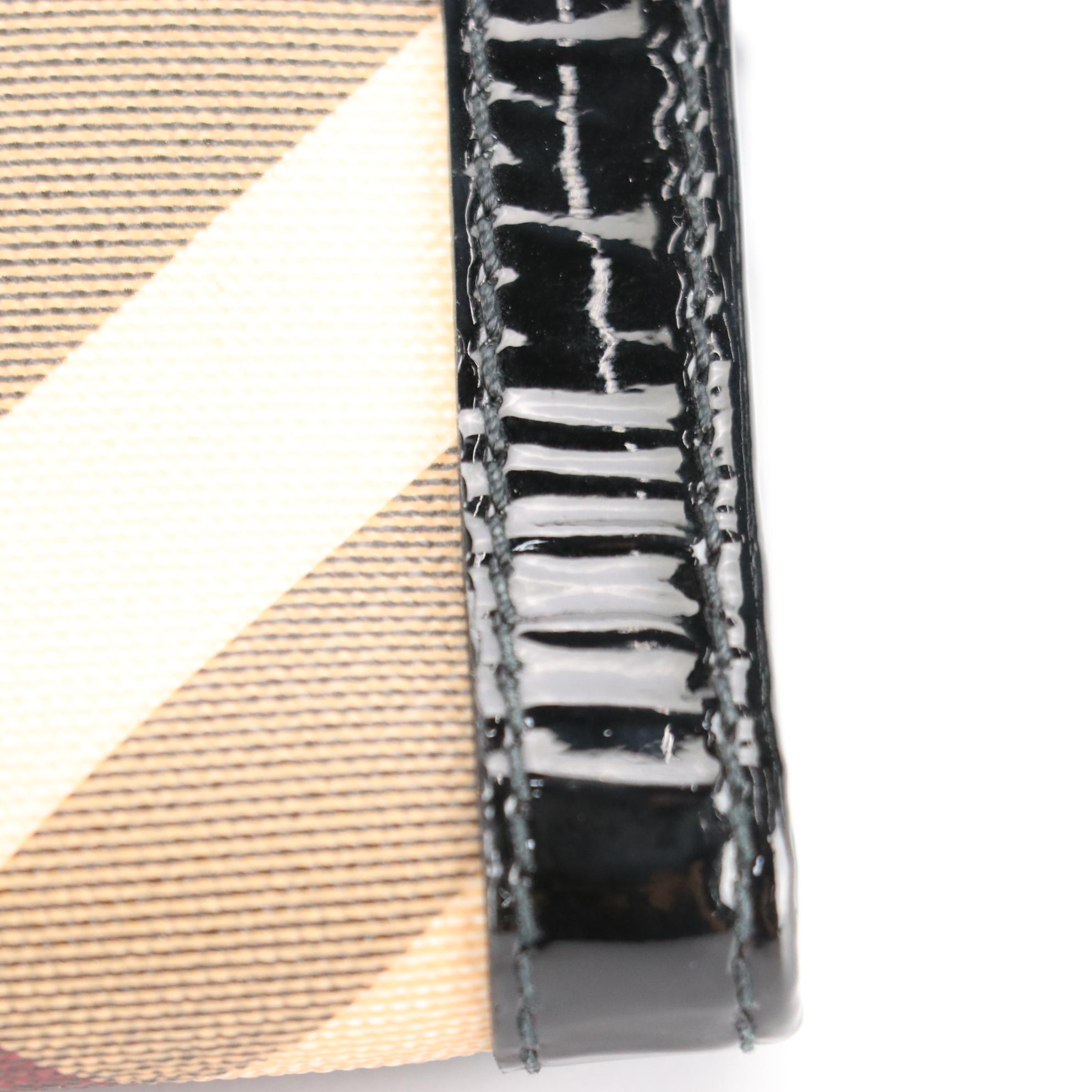 Burberry Patent Leather and Coated Canvas Wallet with Box and Dust Bag