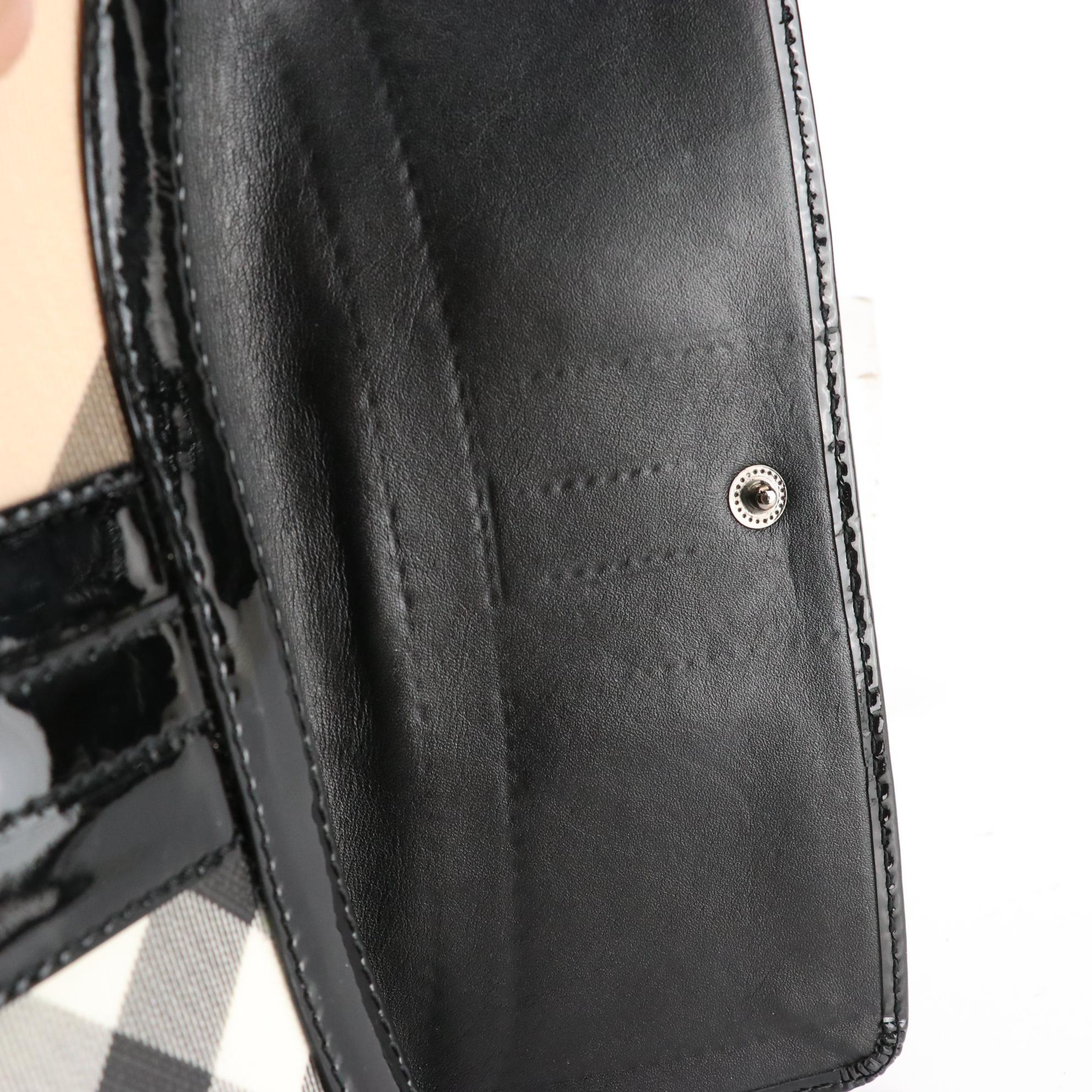 Burberry Patent Leather and Coated Canvas Wallet with Box and Dust Bag