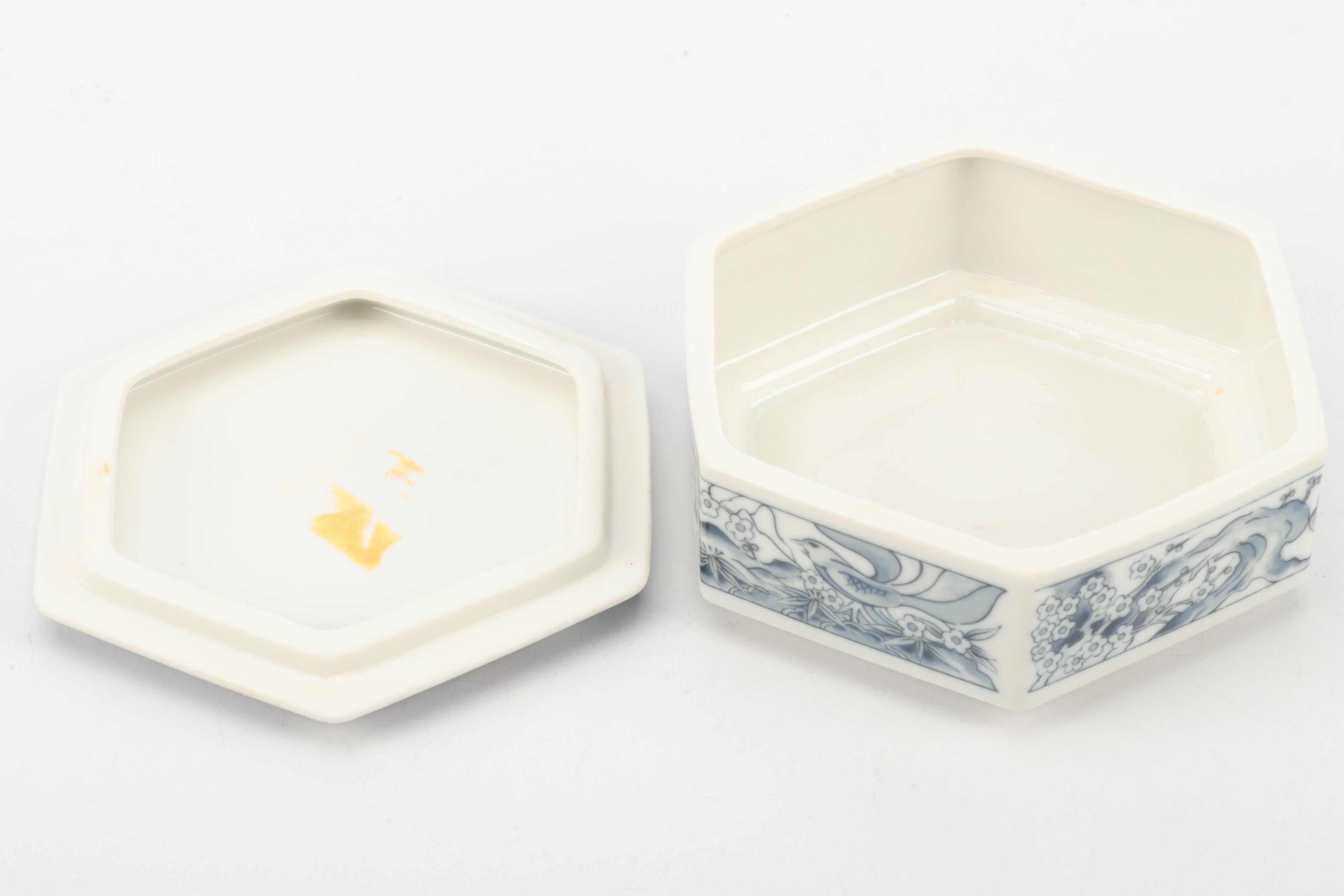 Japanese Cherry Blossom Blue on White Porcelain Tea Service