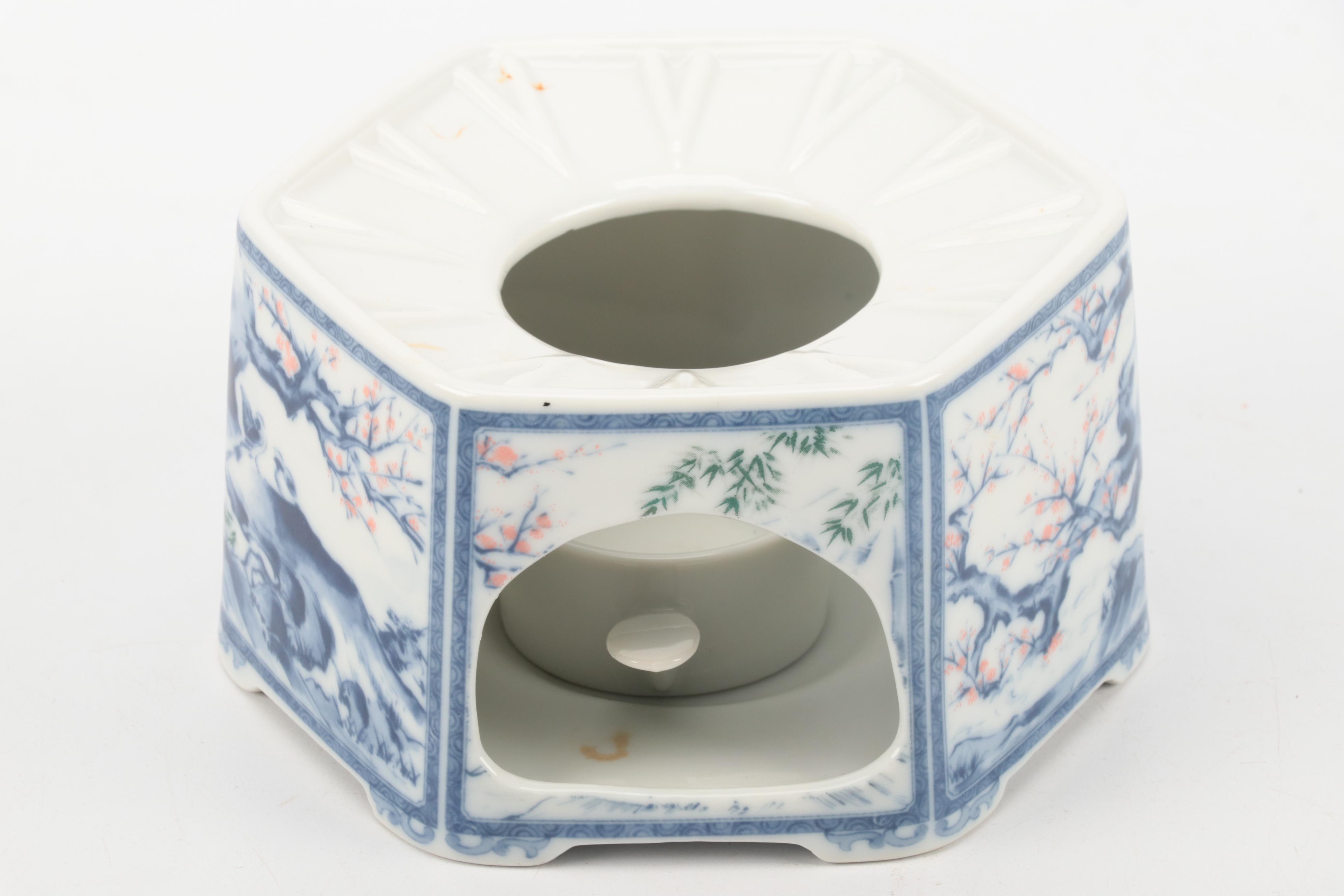 Japanese Cherry Blossom Blue on White Porcelain Tea Service