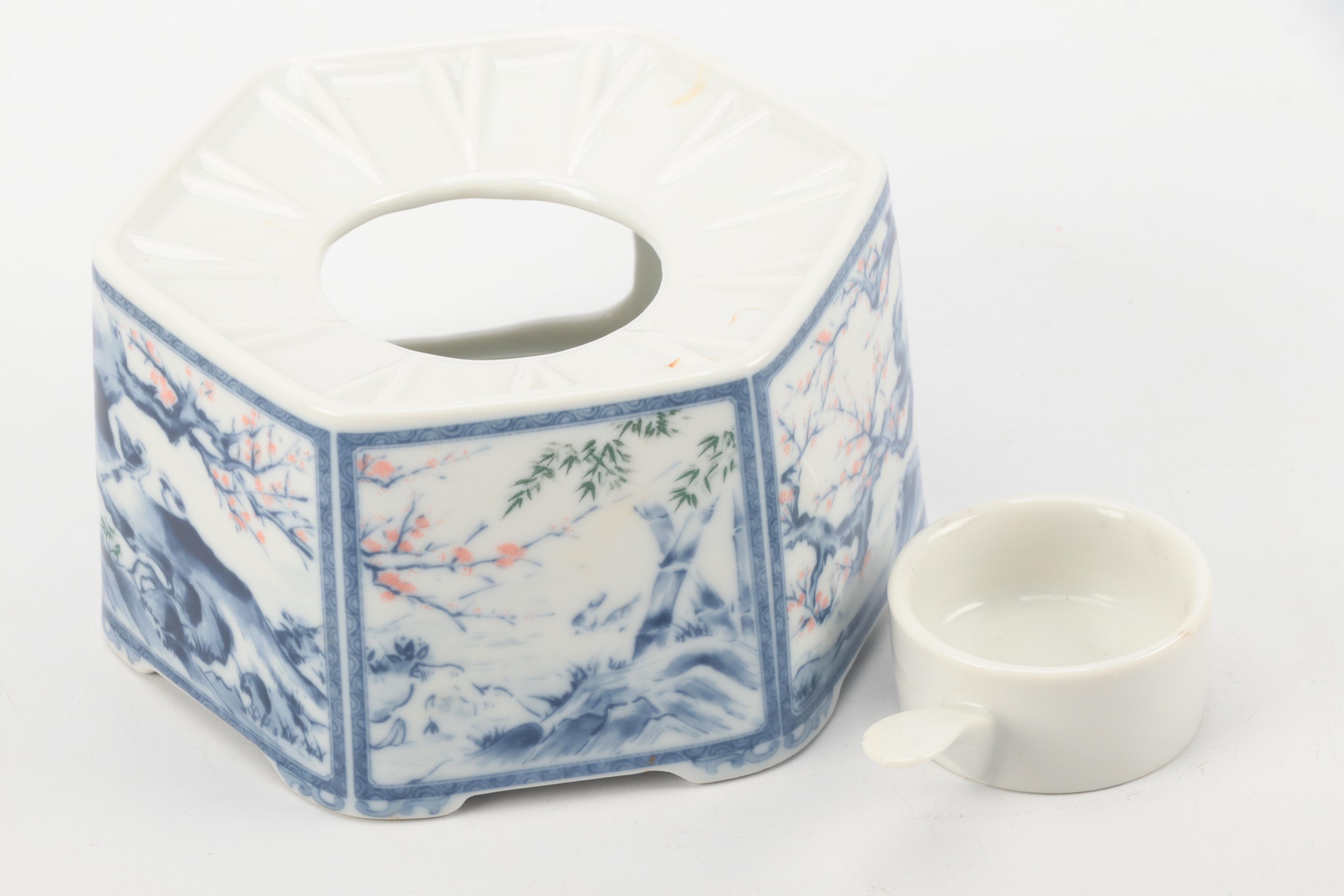 Japanese Cherry Blossom Blue on White Porcelain Tea Service