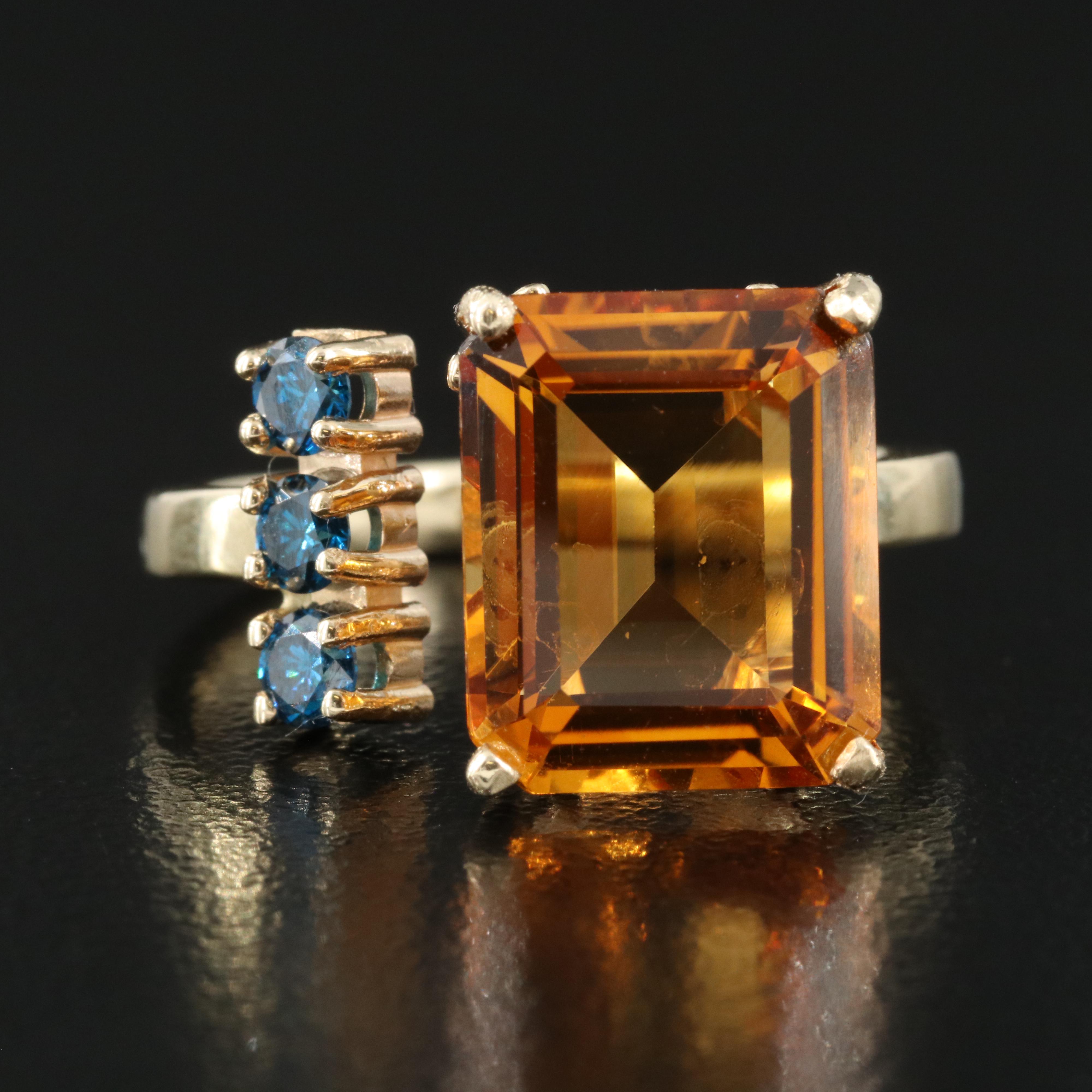 14K Citrine and Diamond Torque Ring