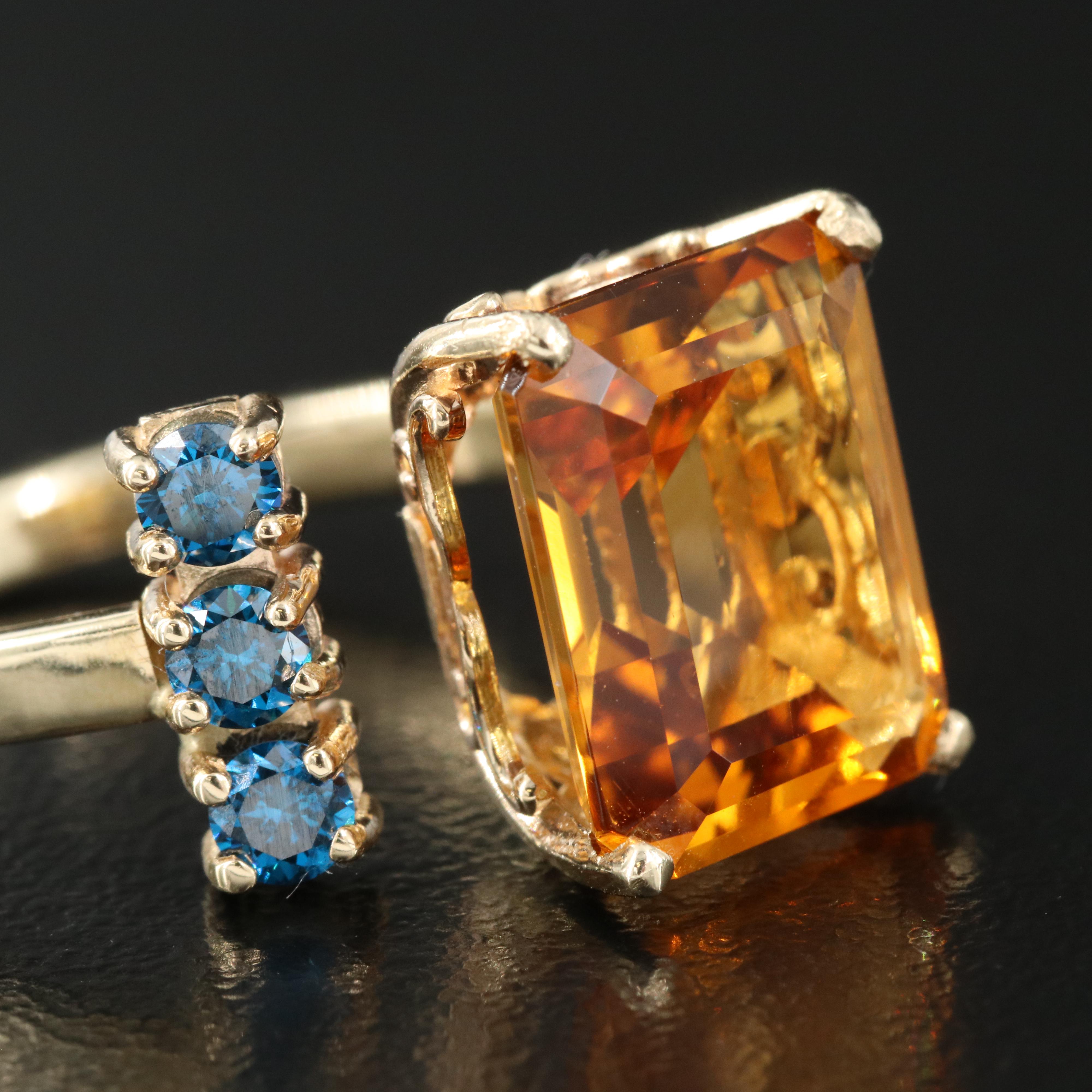 14K Citrine and Diamond Torque Ring