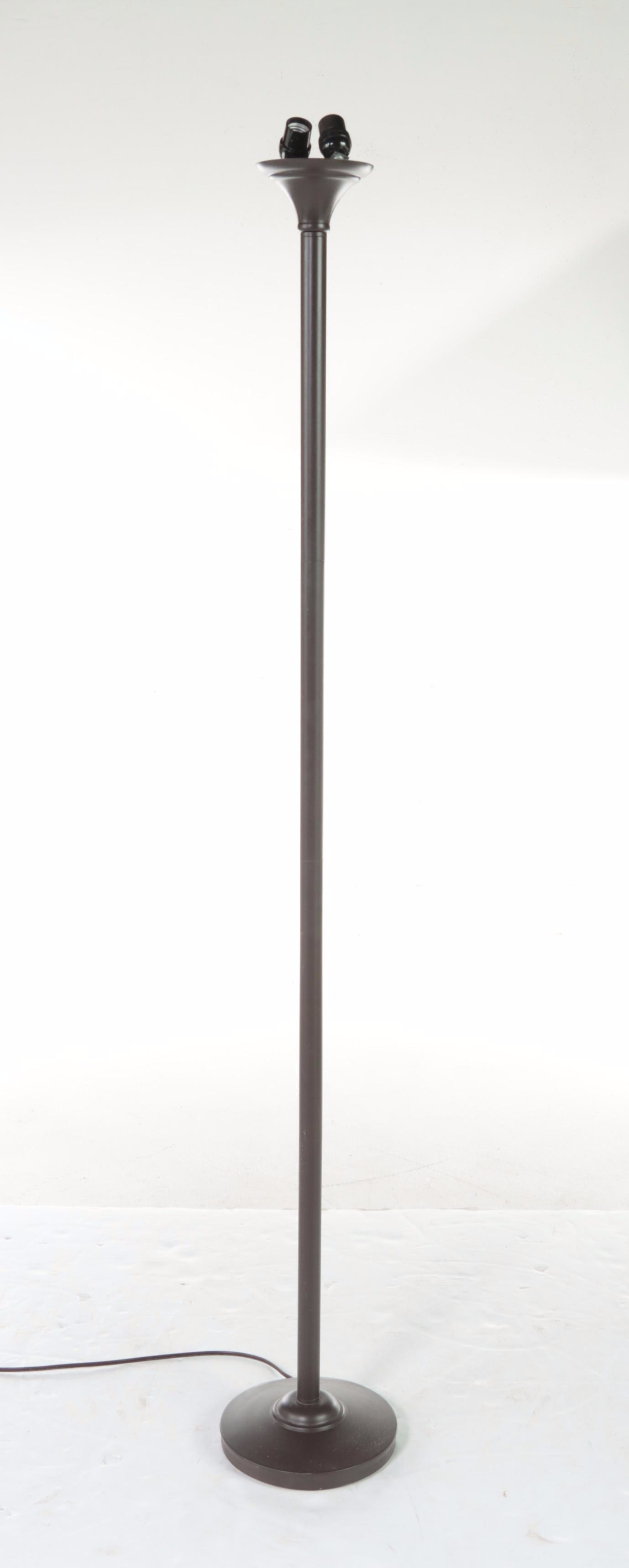 Contemporary Black Metal Torchiere Floor Lamp