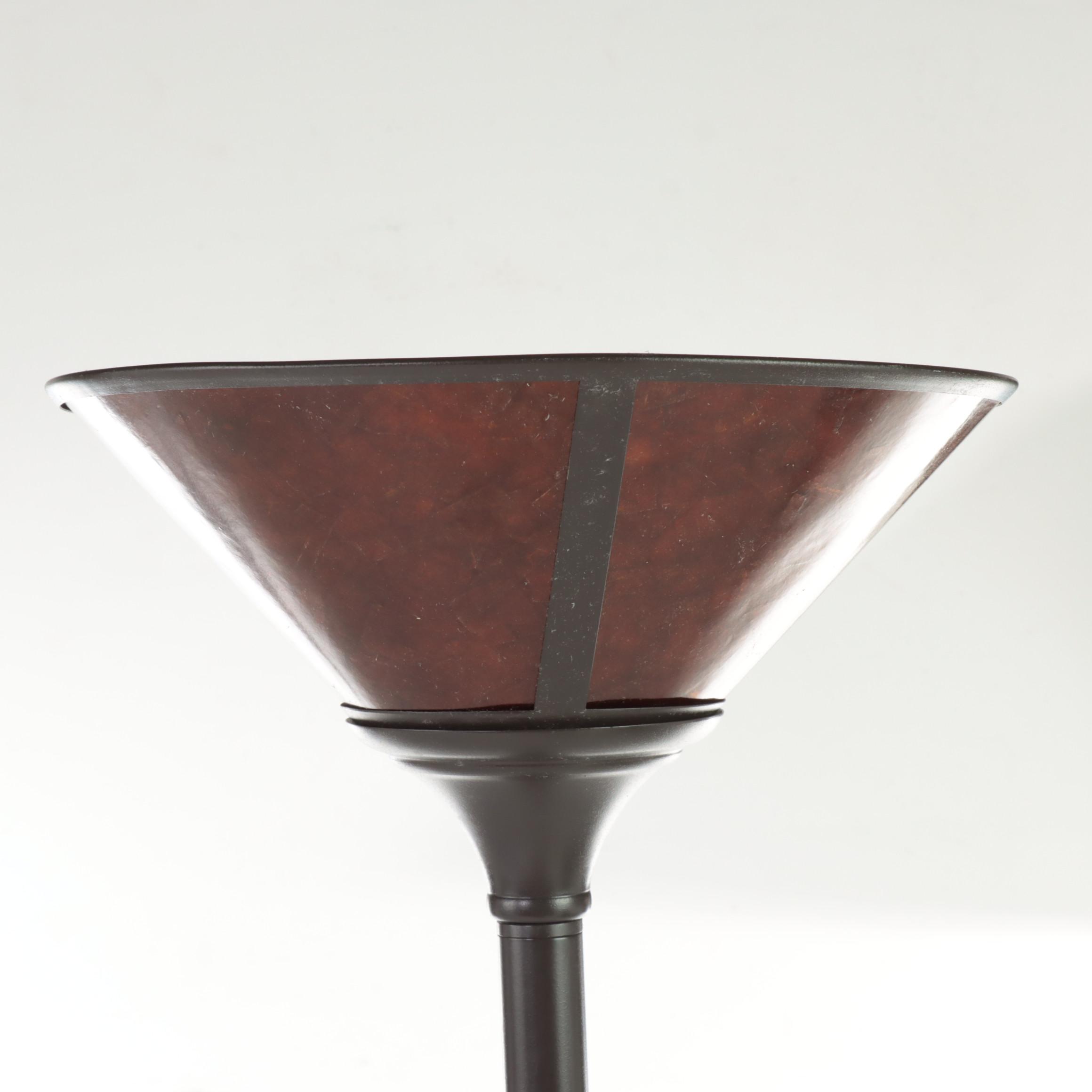Contemporary Black Metal Torchiere Floor Lamp