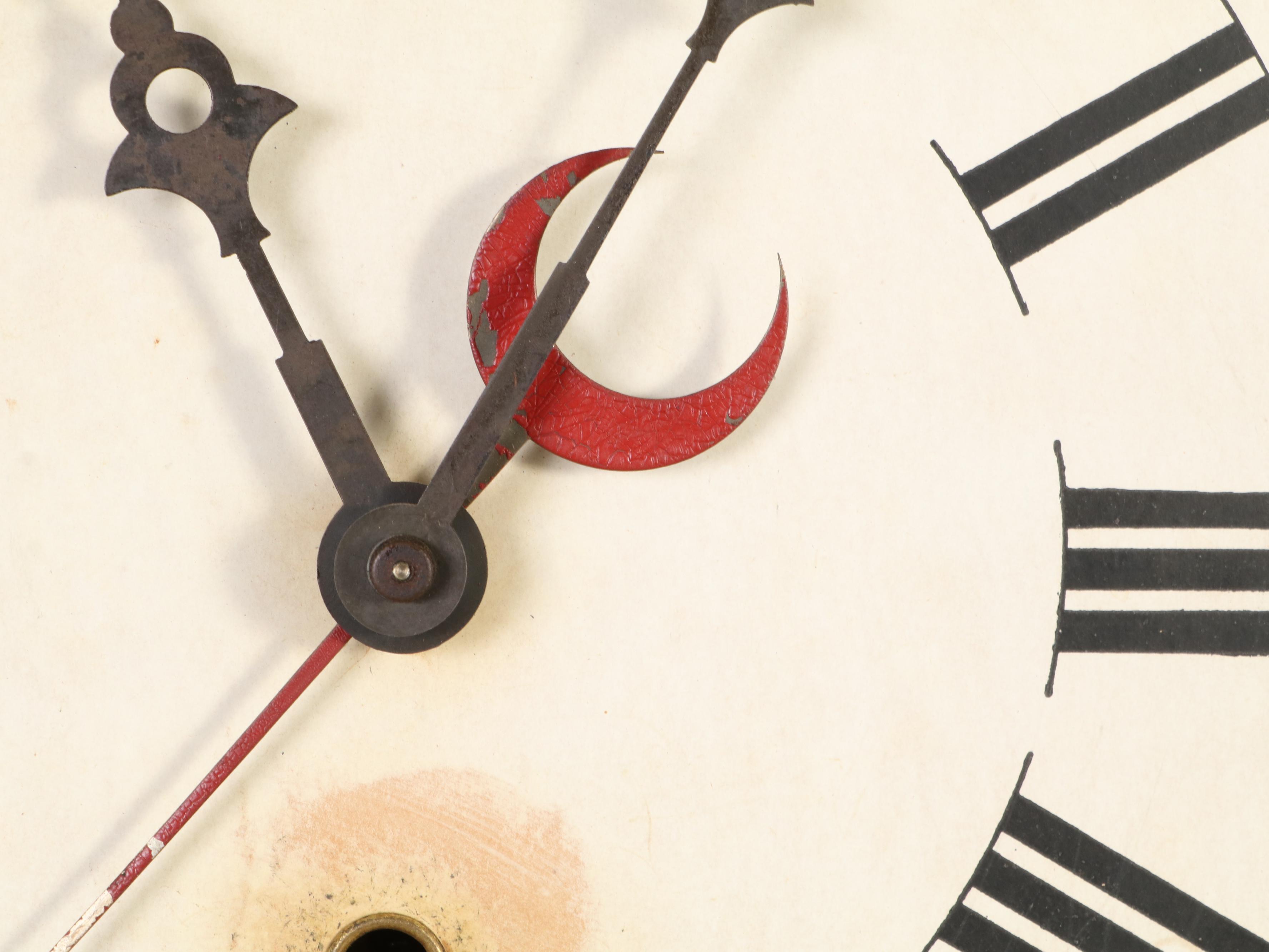 Session Clock Co. Stained Oak Wood Wall Clock, Early 20th Century