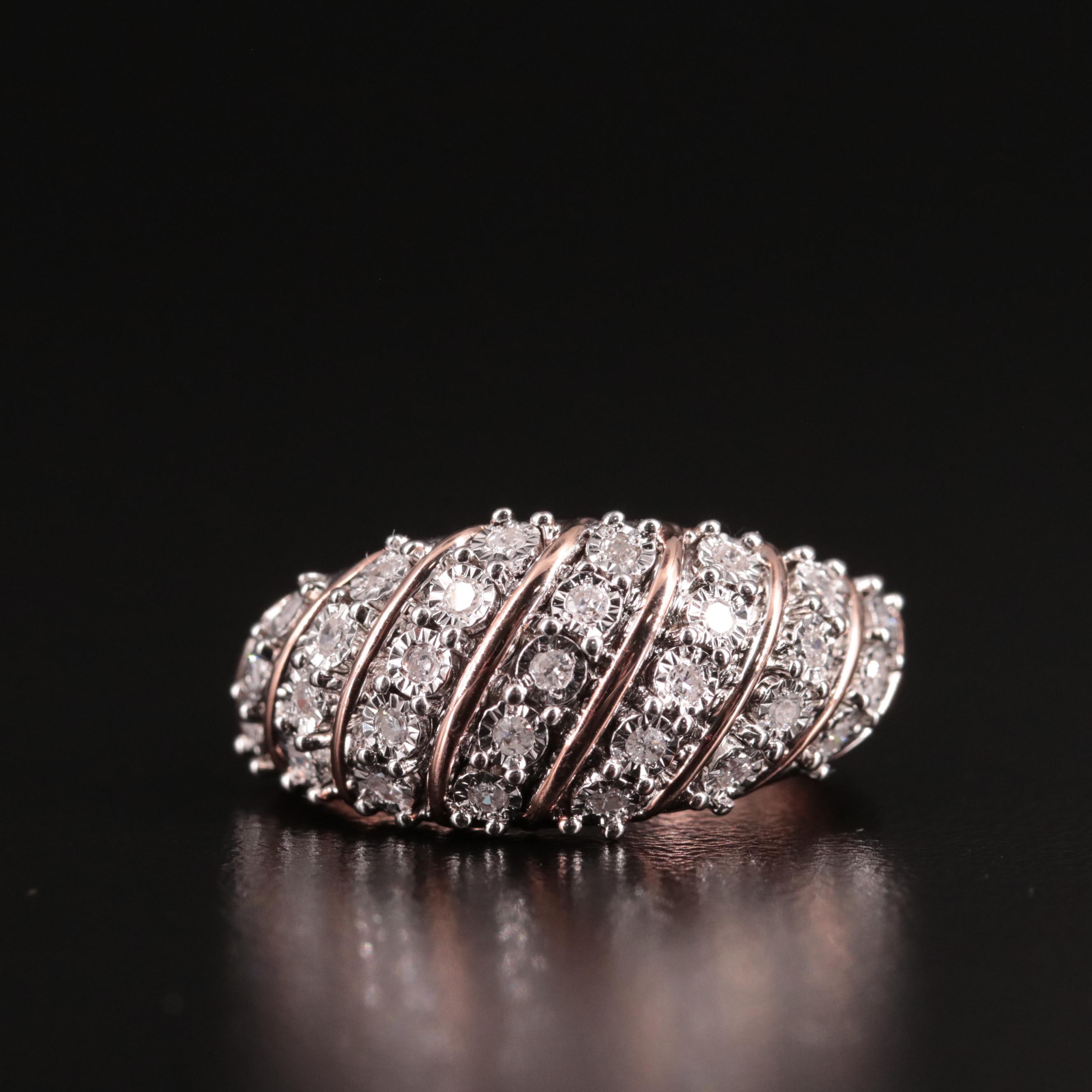 Sterling Diamond Shell Ring