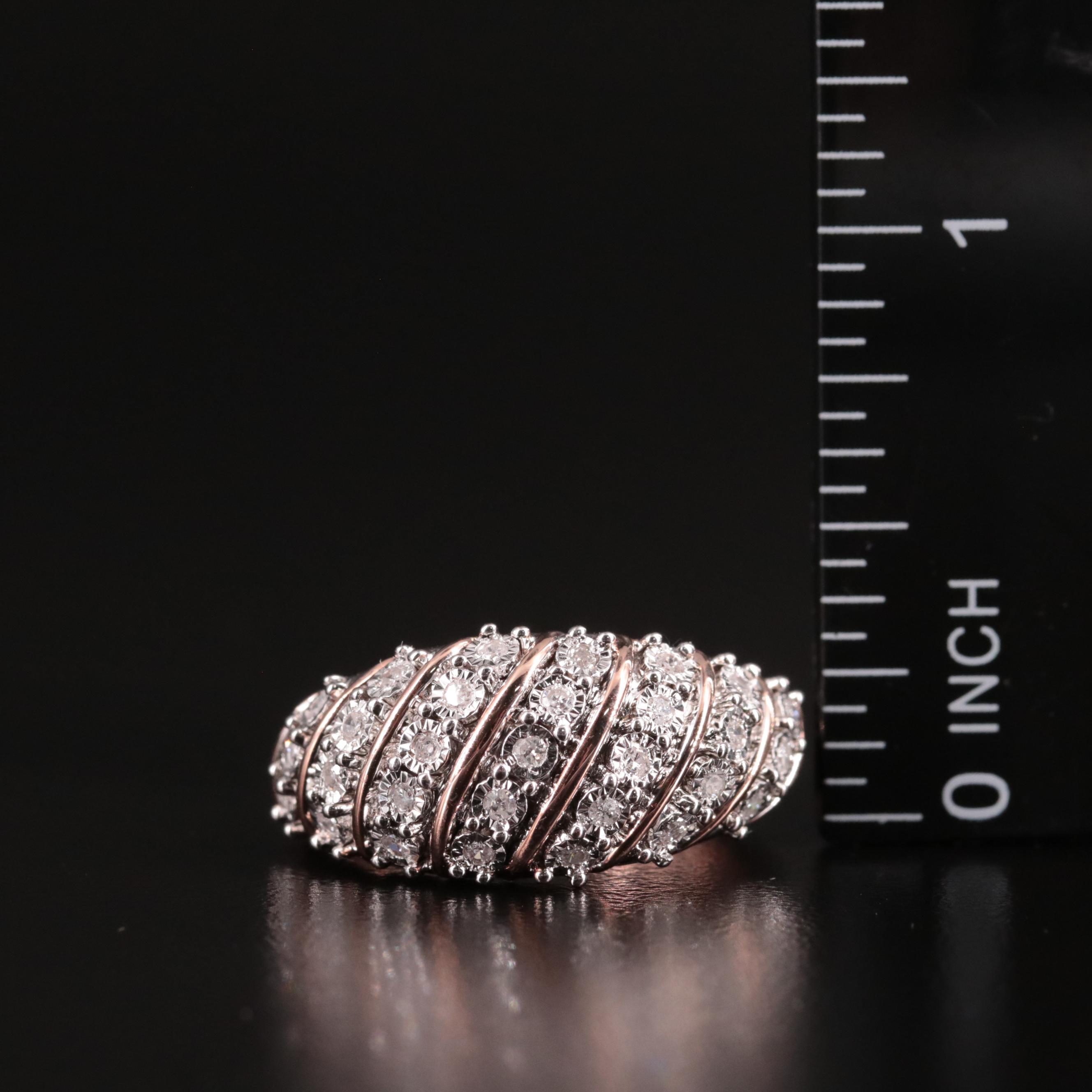 Sterling Diamond Shell Ring