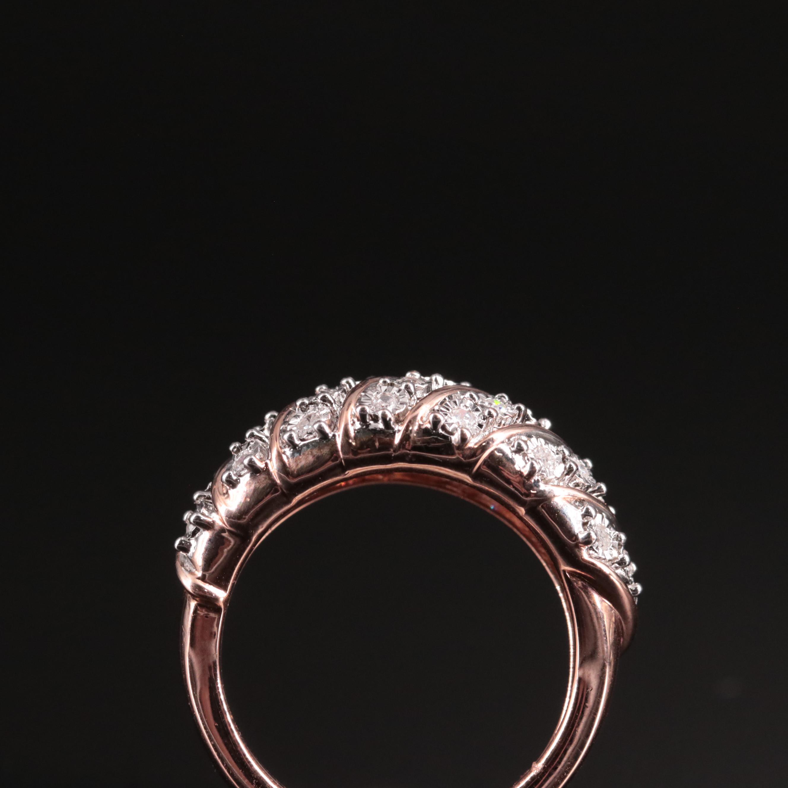 Sterling Diamond Shell Ring
