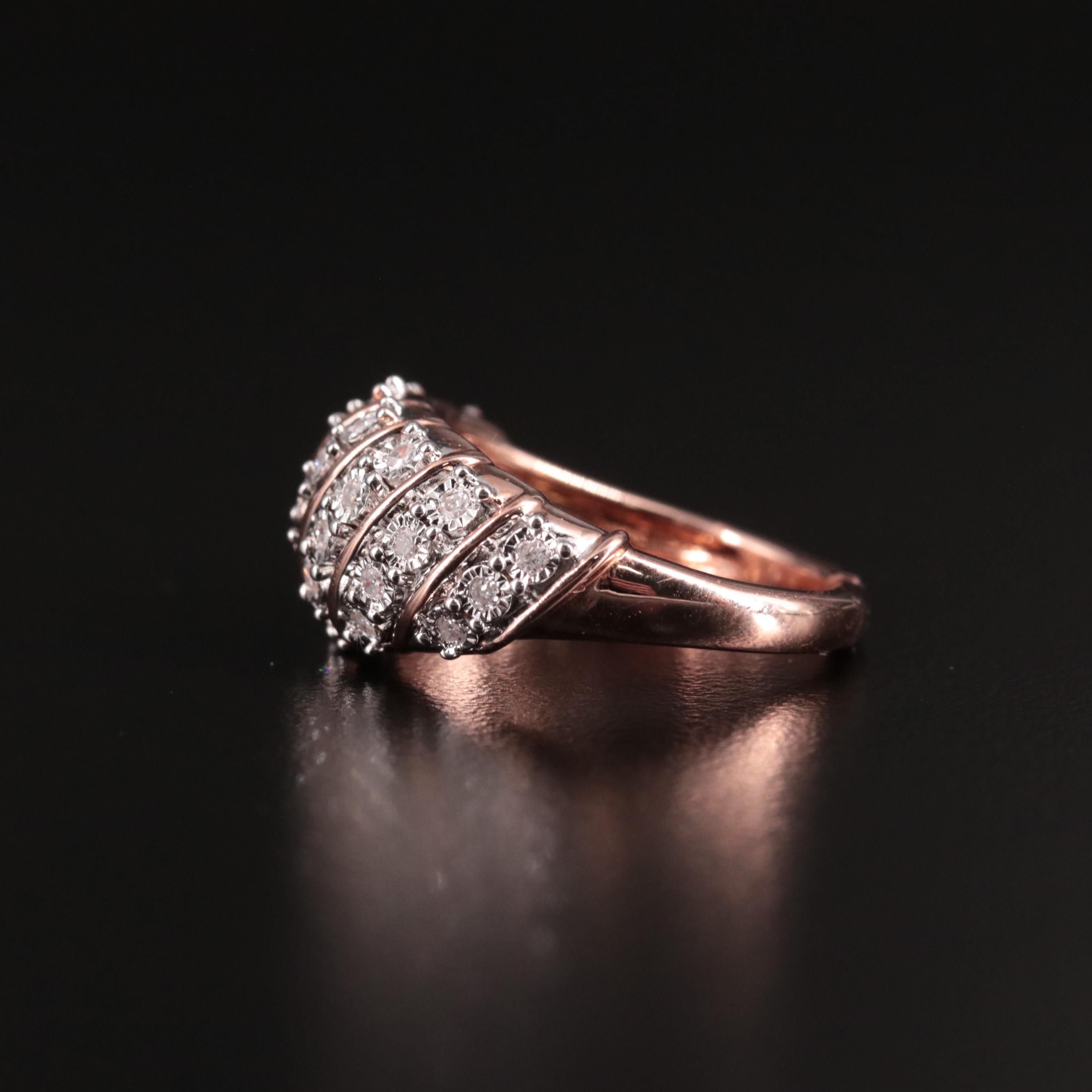 Sterling Diamond Shell Ring