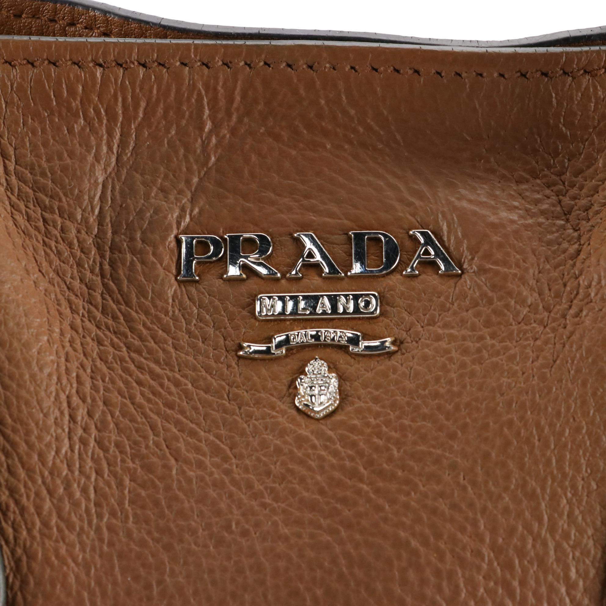 Prada Shopping Tote with Side Zippers in Vitello Daino Leather