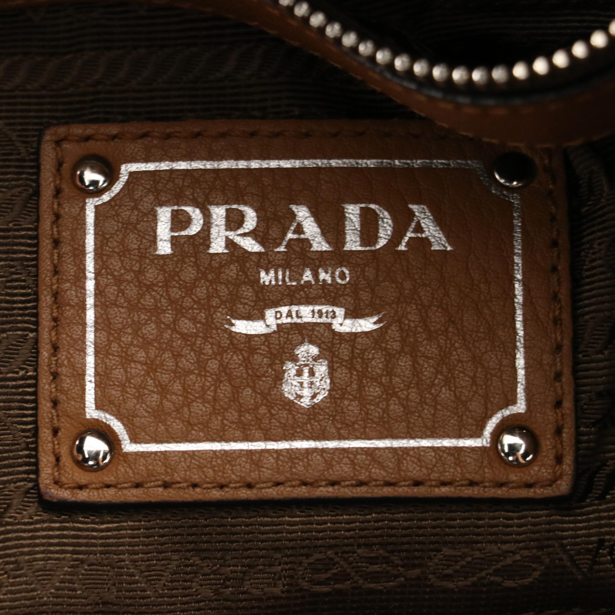 Prada Shopping Tote with Side Zippers in Vitello Daino Leather