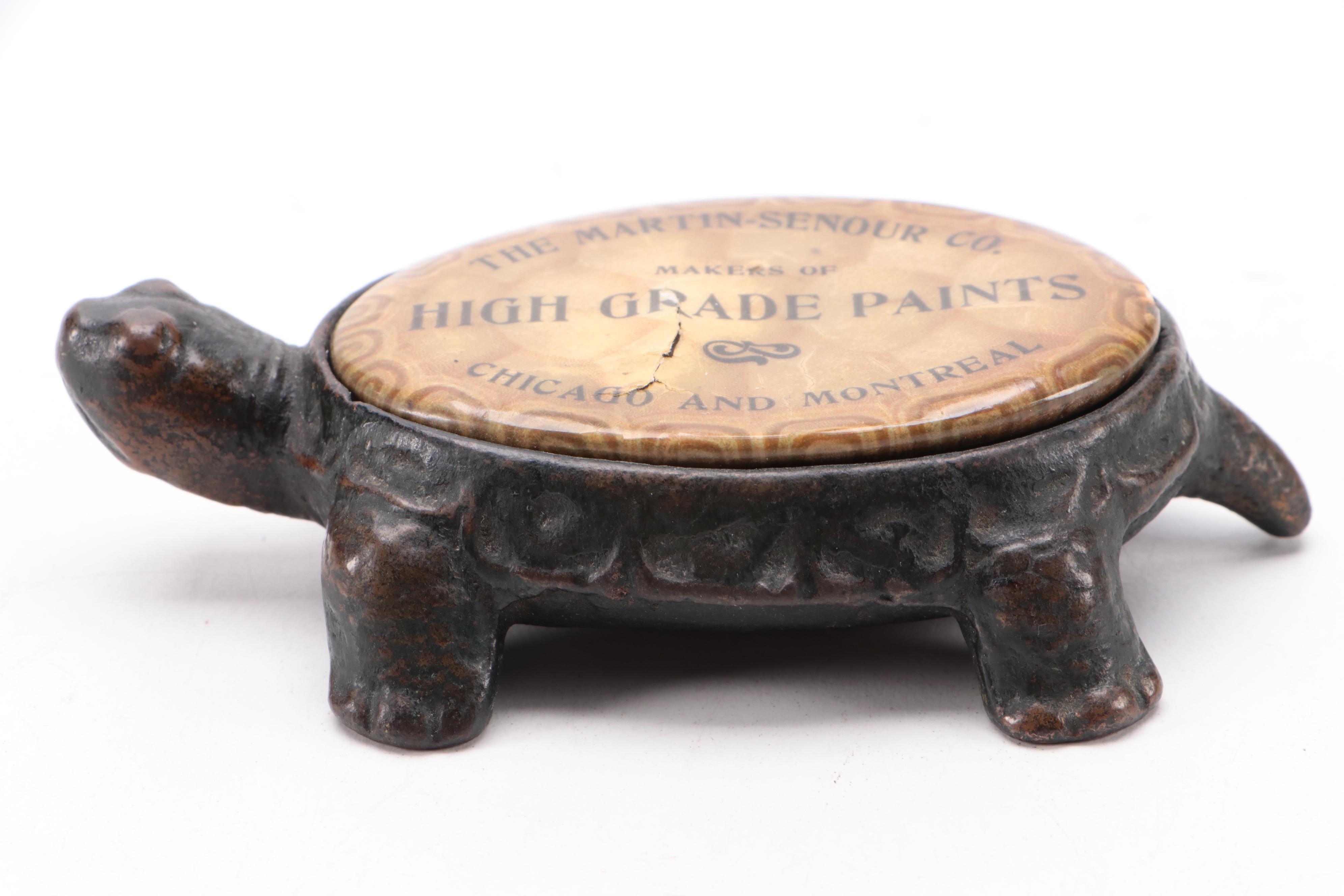 The Martin-Senour Co Advertising Cast Iron Tortoise Paperweight