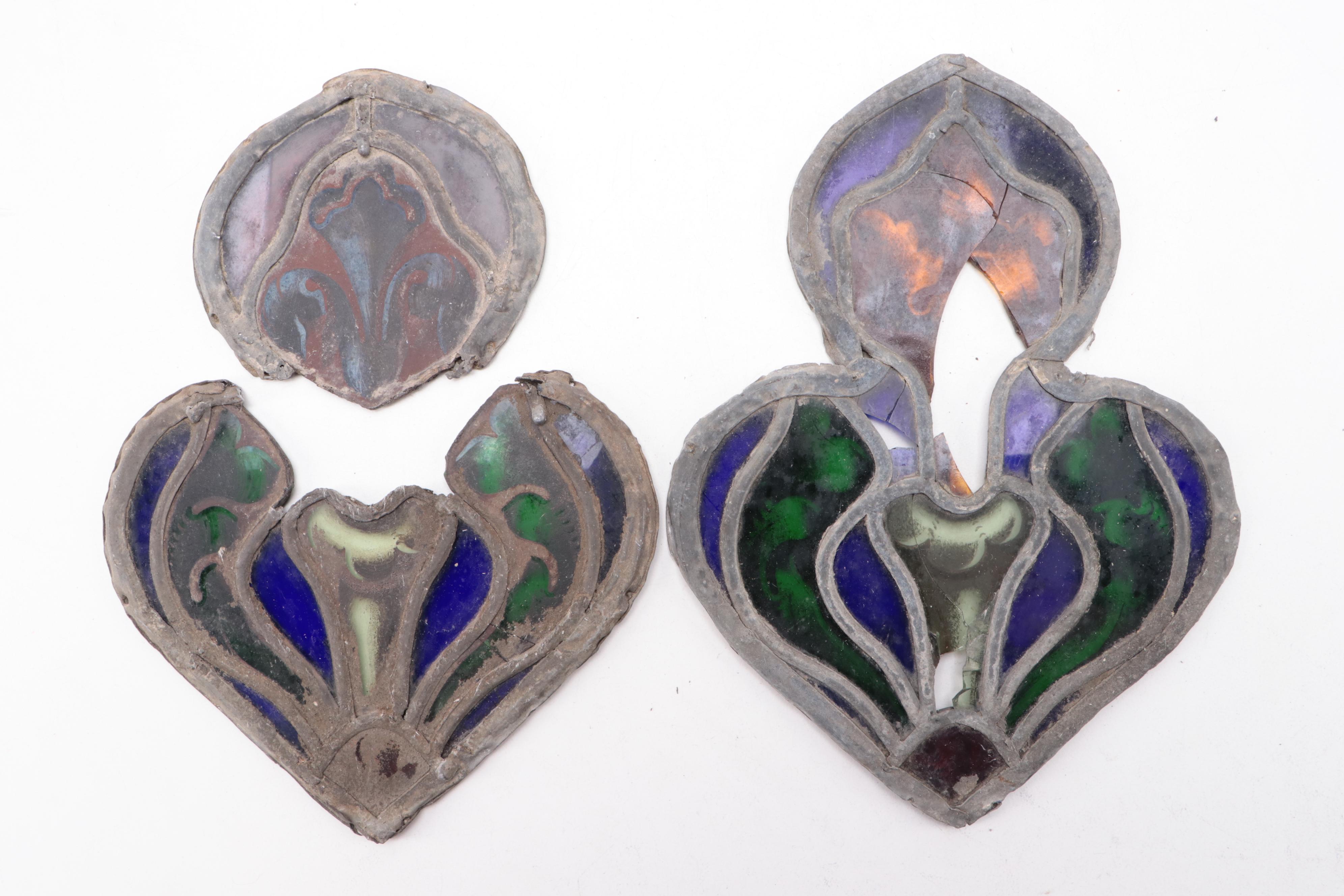 Hand-Painted and Stained Glass Church Window Segments