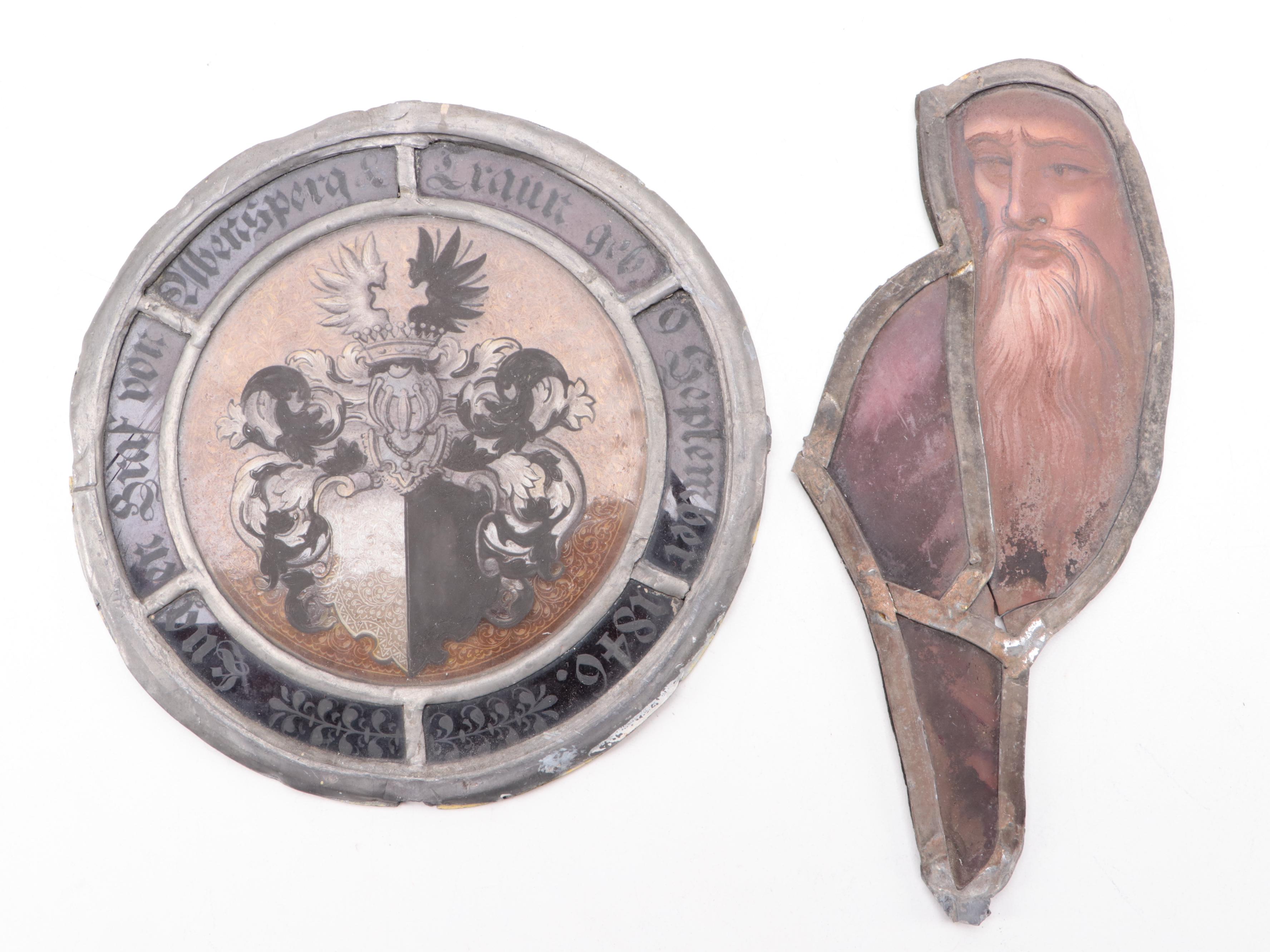 Hand-Painted and Stained Glass Church Window Segments