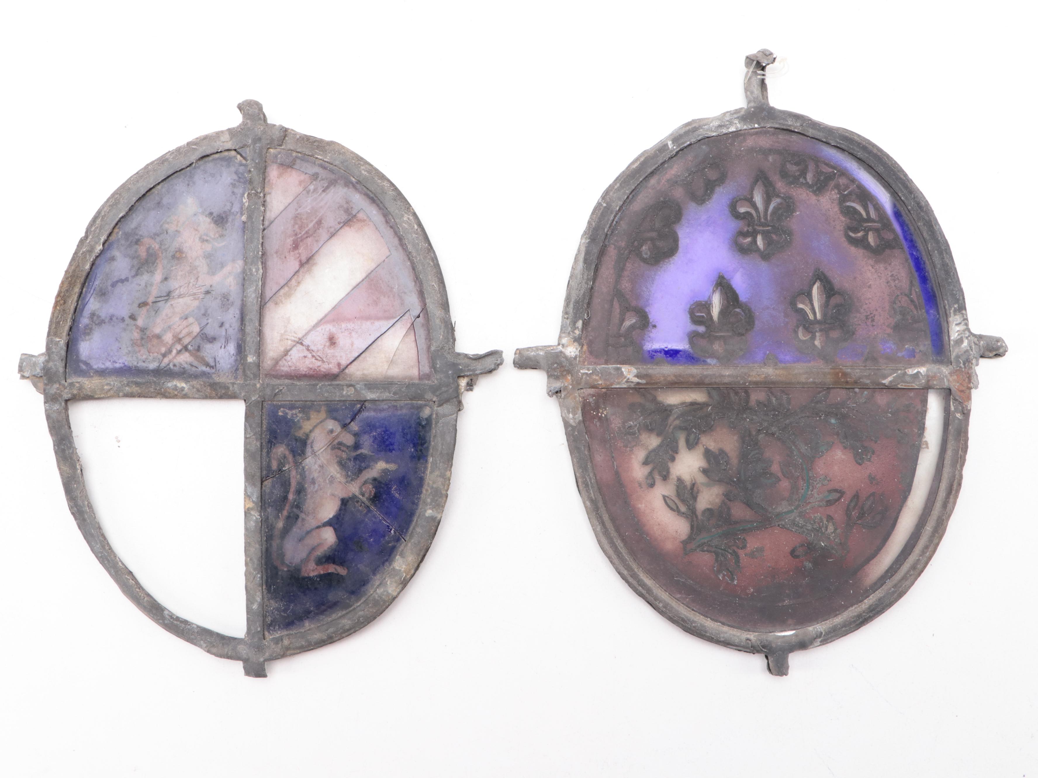 Hand-Painted and Stained Glass Church Window Segments