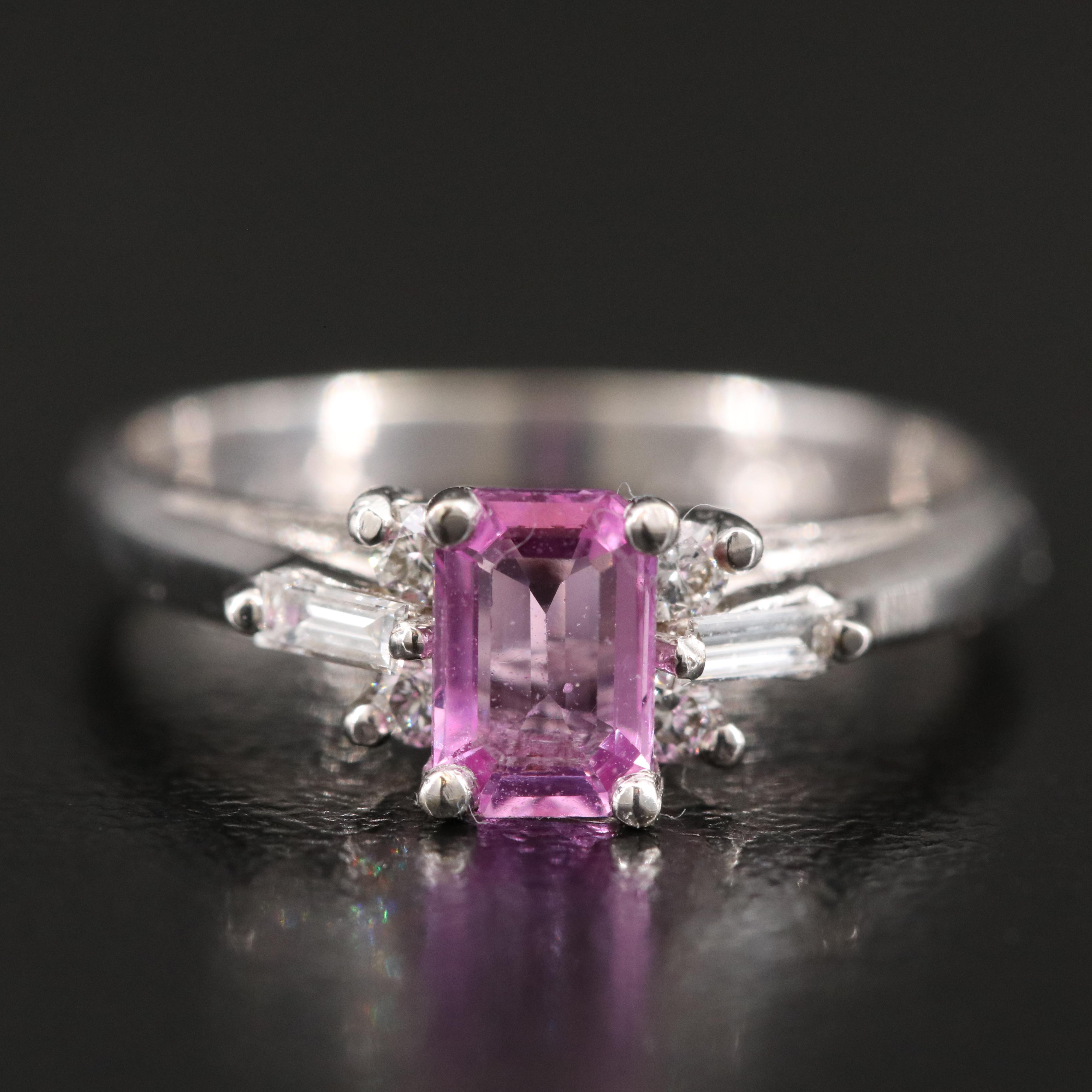 14K Pink Sapphire and Diamond Ring