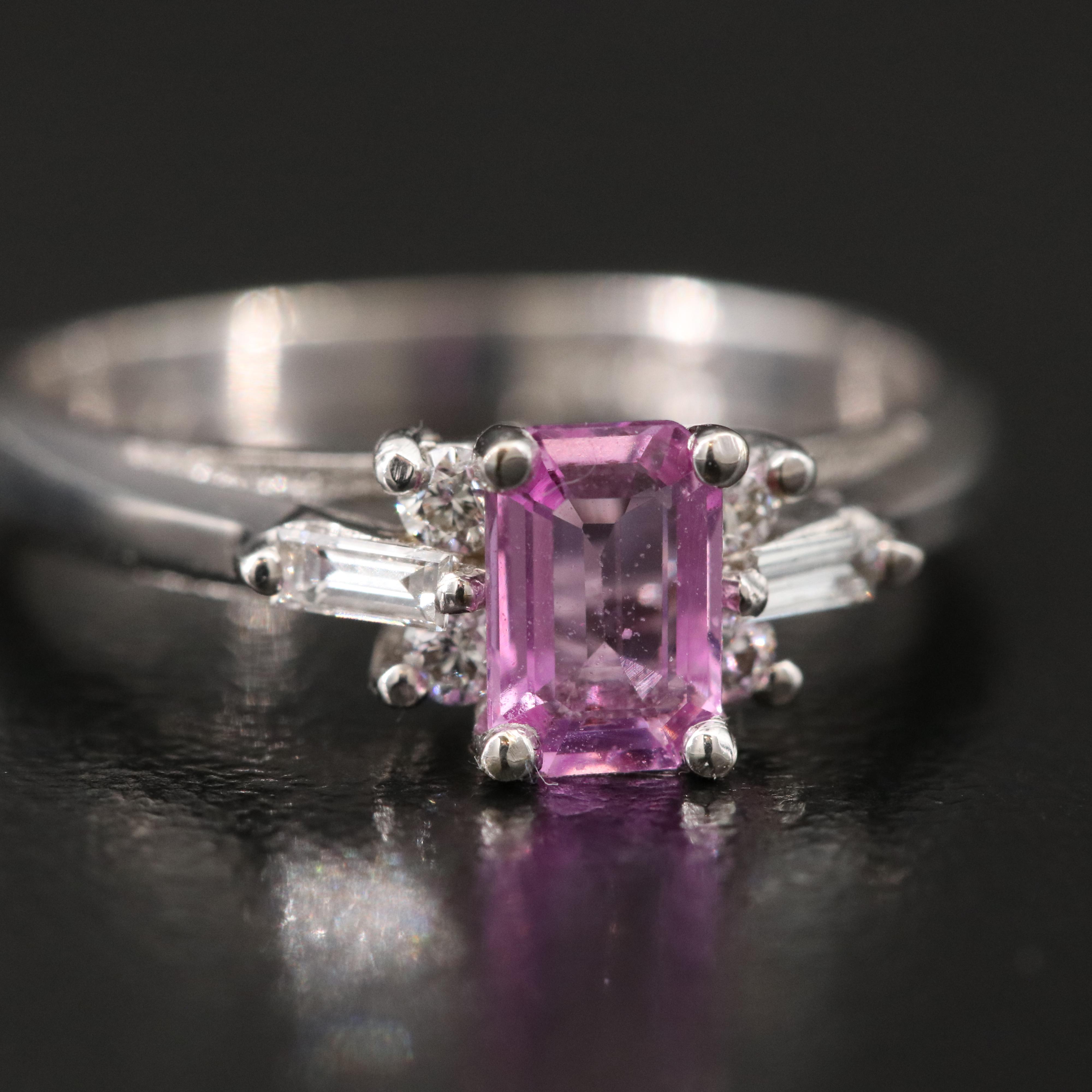 14K Pink Sapphire and Diamond Ring