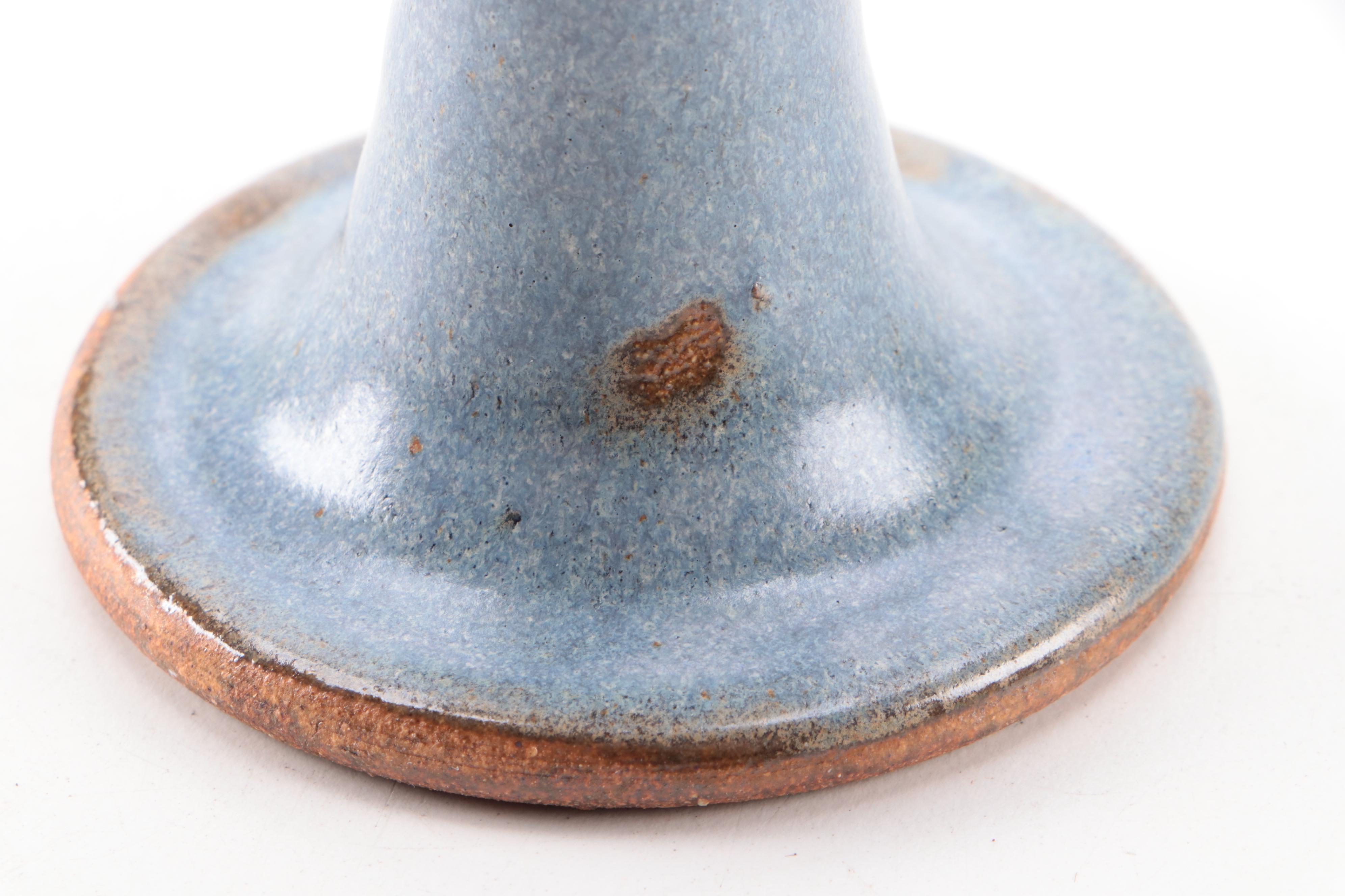 Blue Glazed Earthenware Art Pottery Goblets