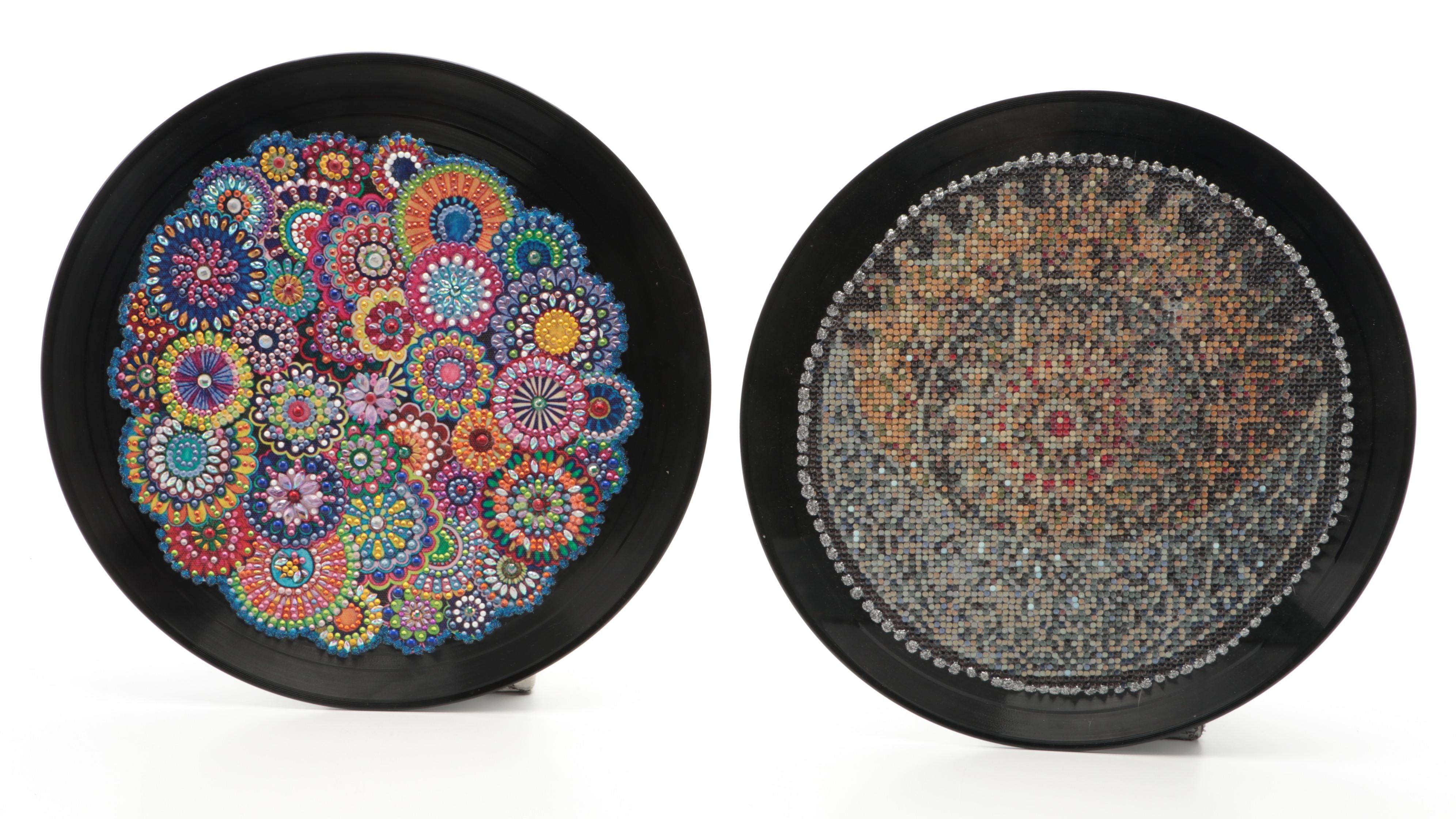 Vinyl Records With Beadwork Wall Decor