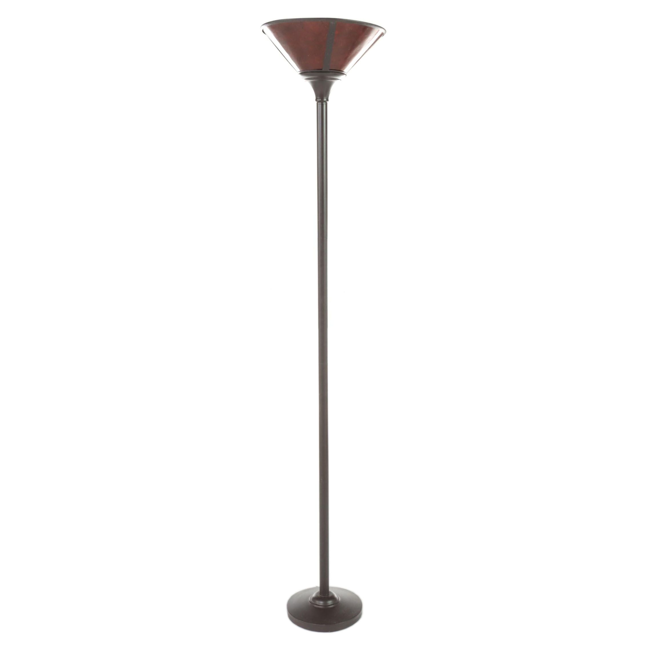 Contemporary Black Metal Torchiere Floor Lamp