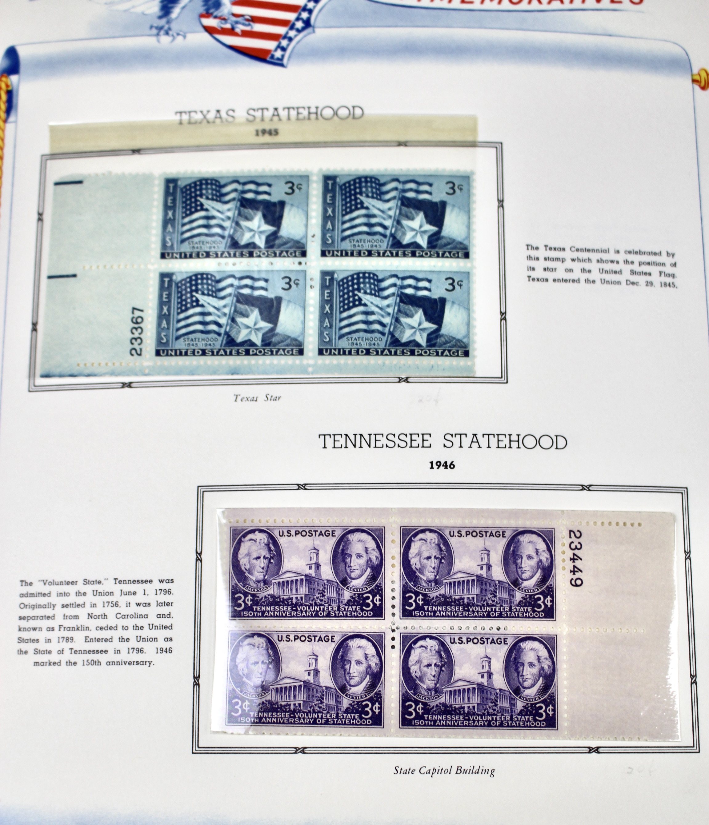 U.S. Postage Stamp Plate Block Collection, 1945 to 1973