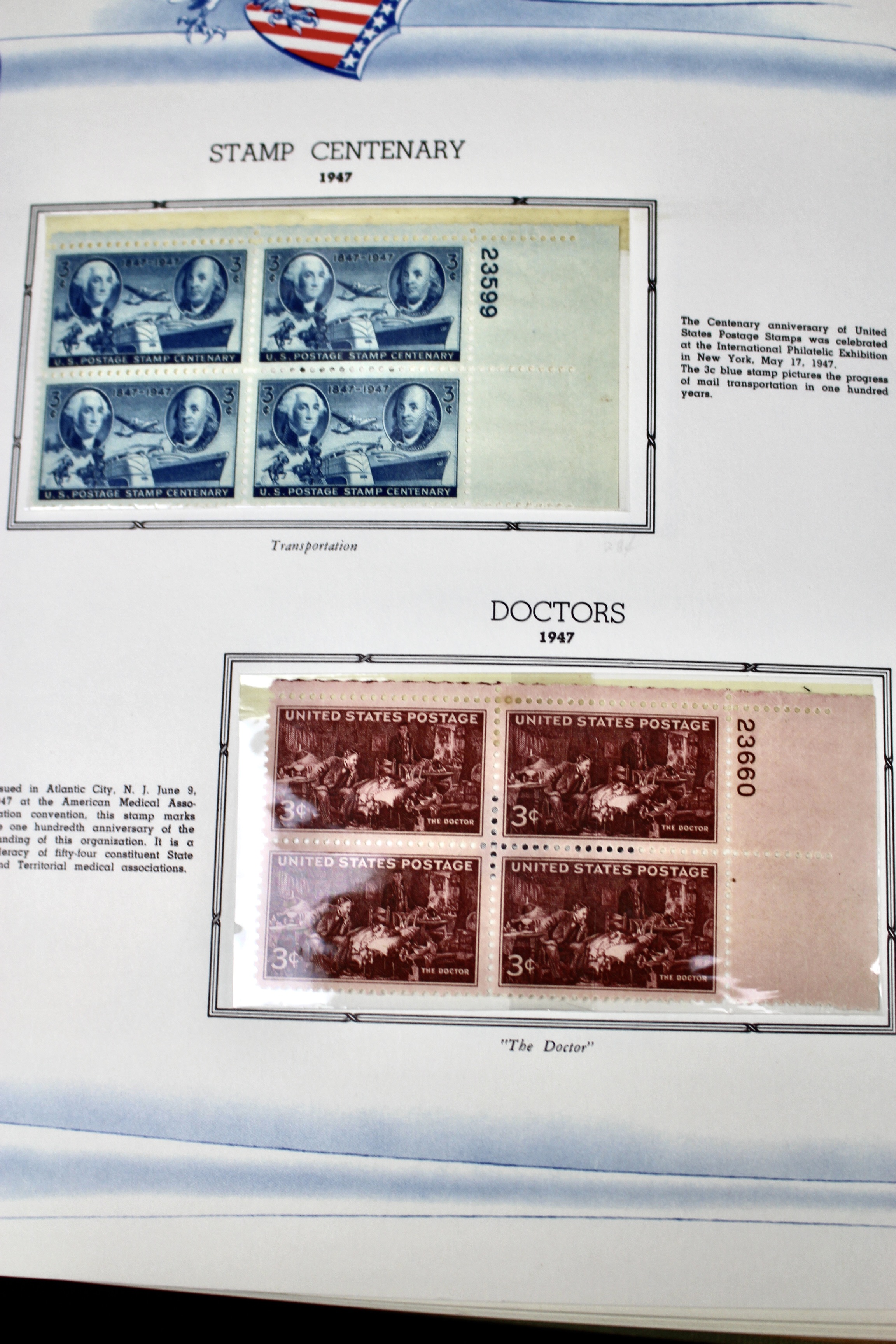 U.S. Postage Stamp Plate Block Collection, 1945 to 1973