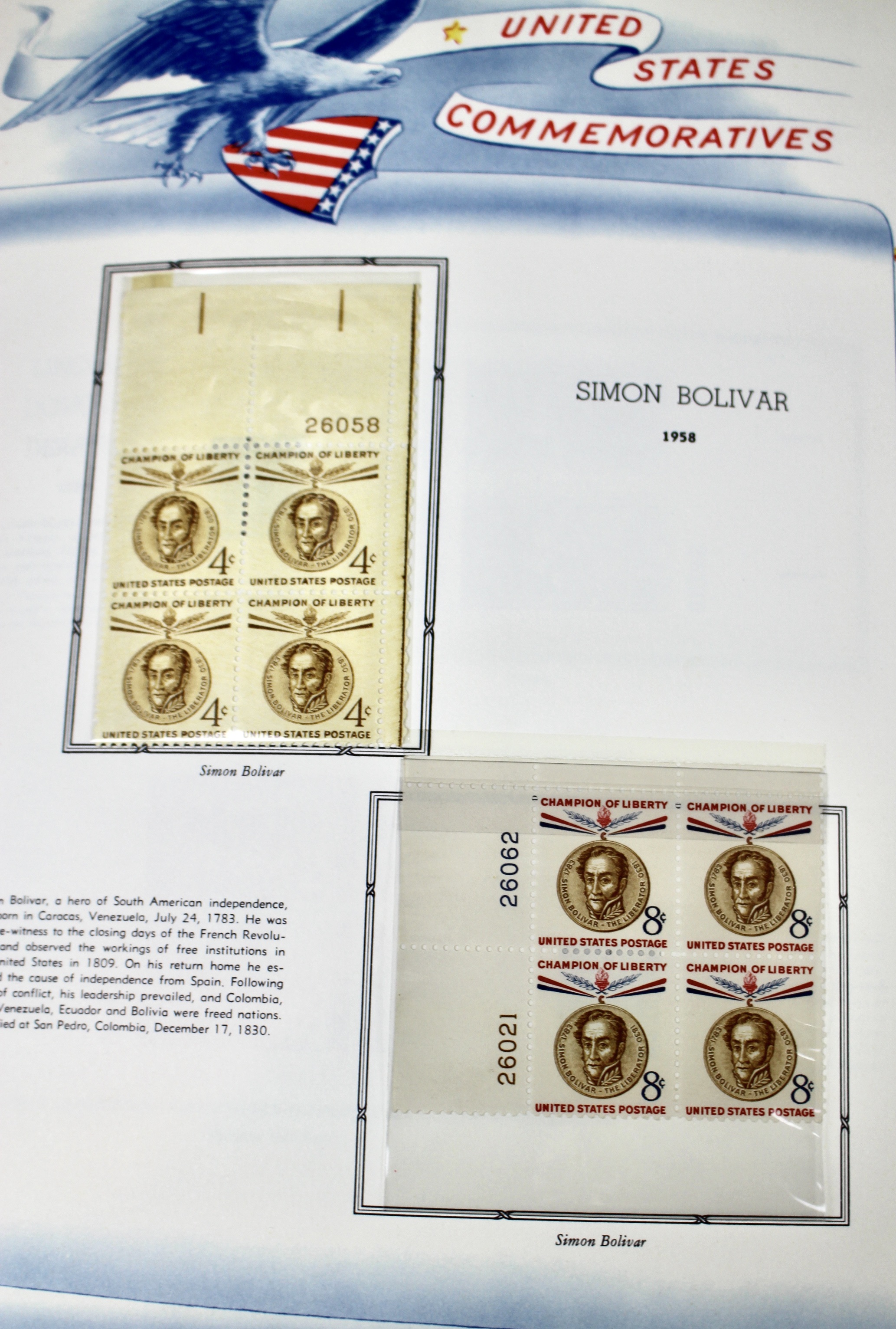 U.S. Postage Stamp Plate Block Collection, 1945 to 1973