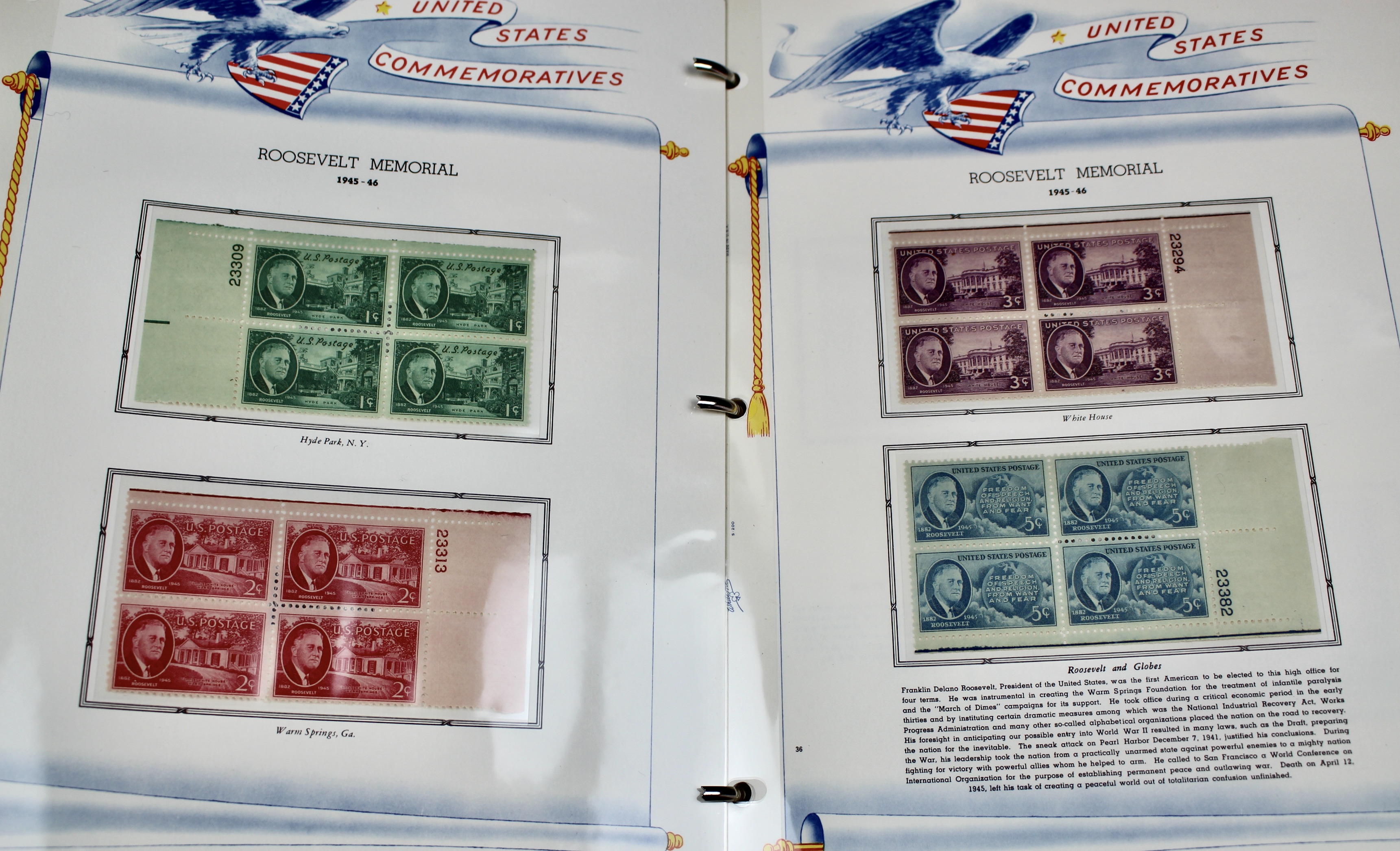 Two Albums of U.S. Postage Stamp Plate Blocks, 1943 to 1962