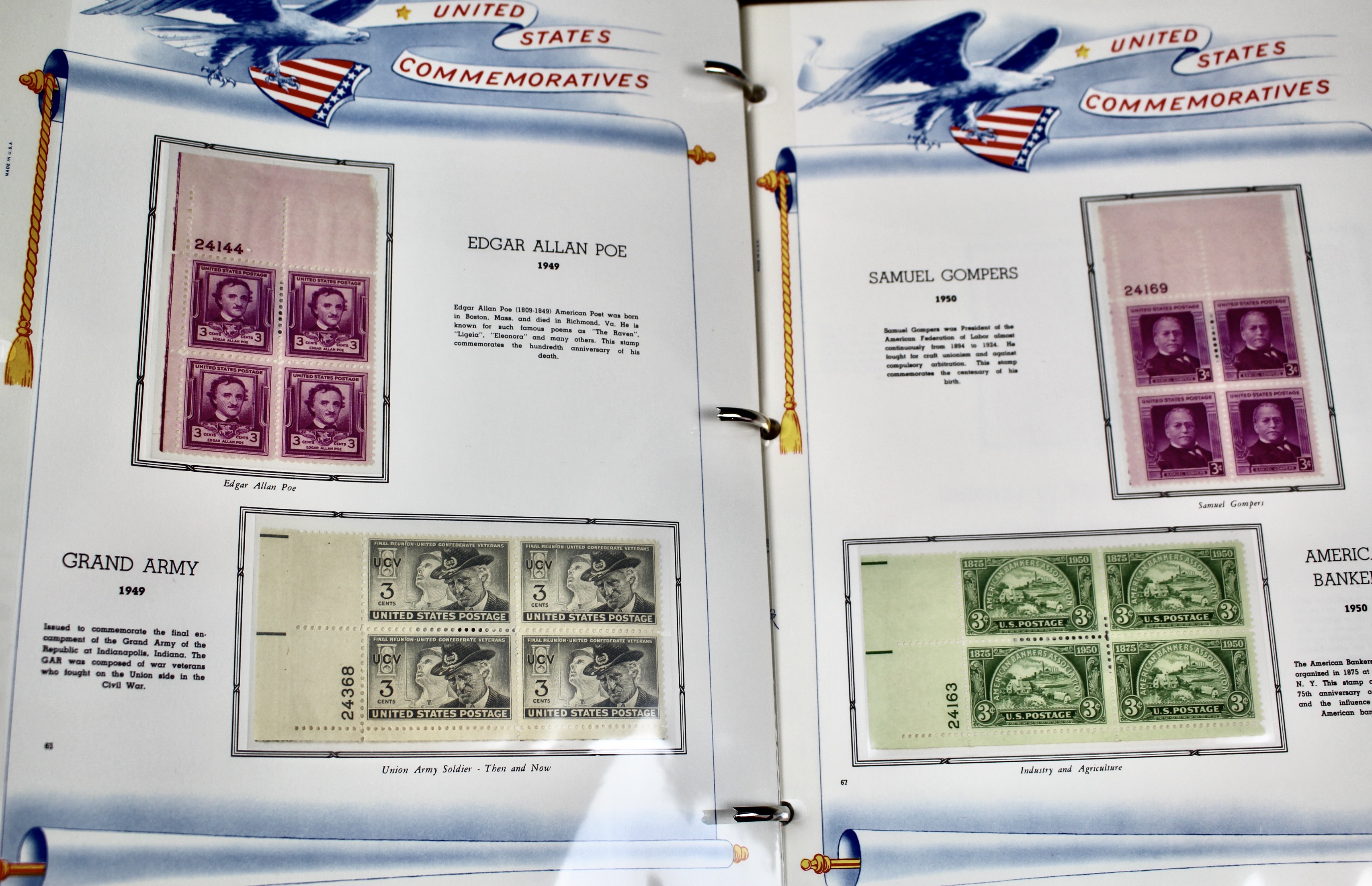 Two Albums of U.S. Postage Stamp Plate Blocks, 1943 to 1962