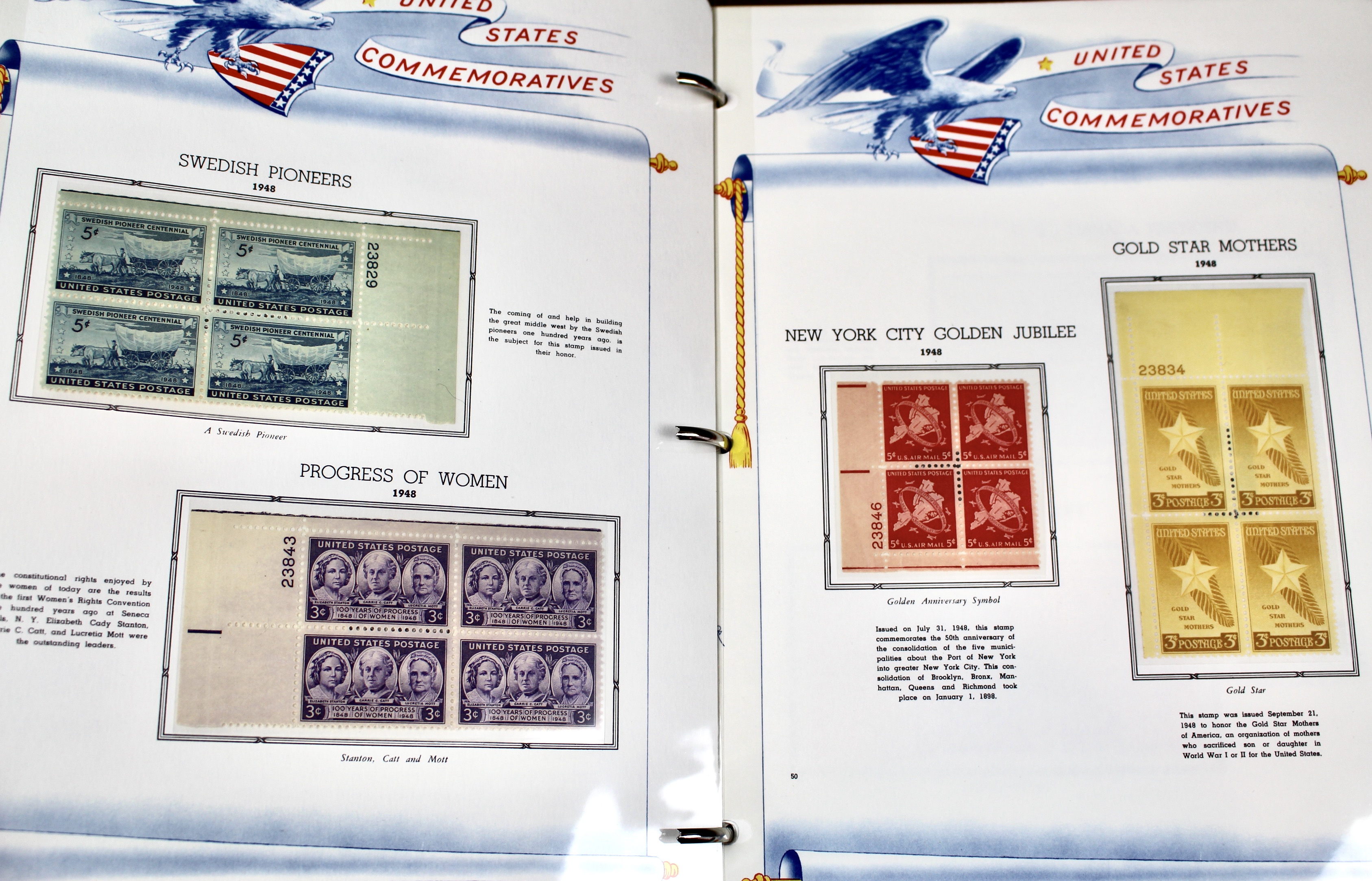 Two Albums of U.S. Postage Stamp Plate Blocks, 1943 to 1962