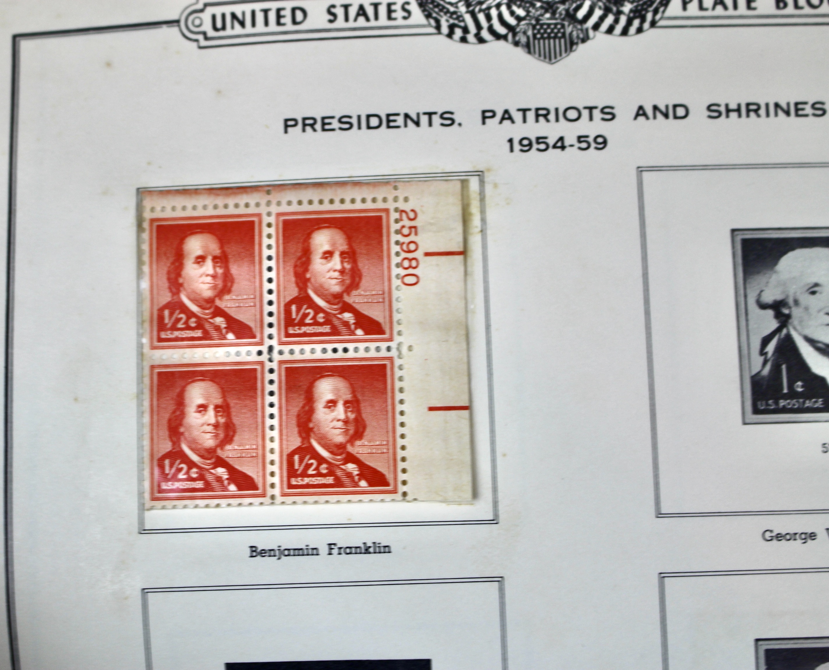 Two Albums of U.S. Postage Stamp Plate Blocks, 1943 to 1962