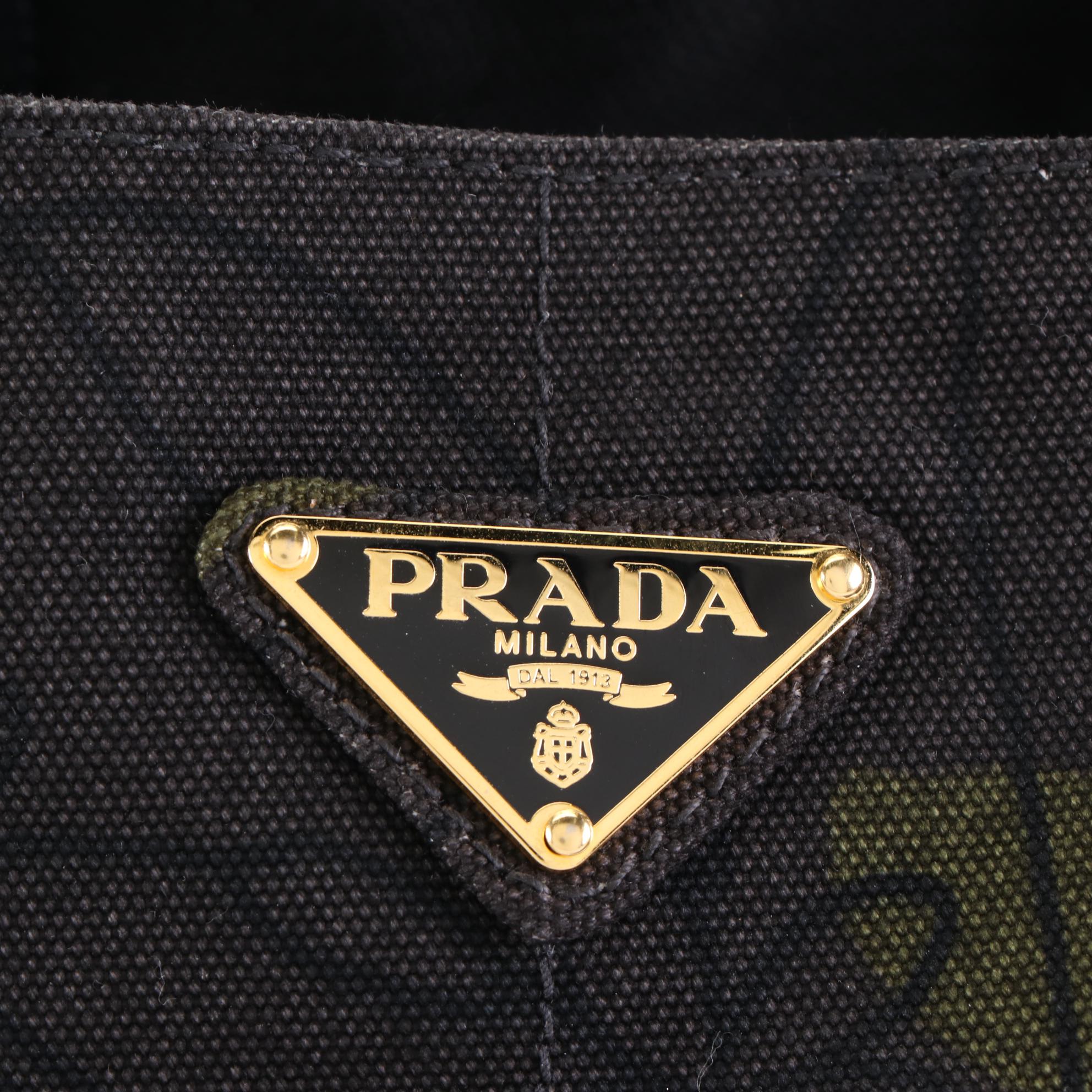 Prada Canapa Tote in Floral Camouflage Printed Canvas