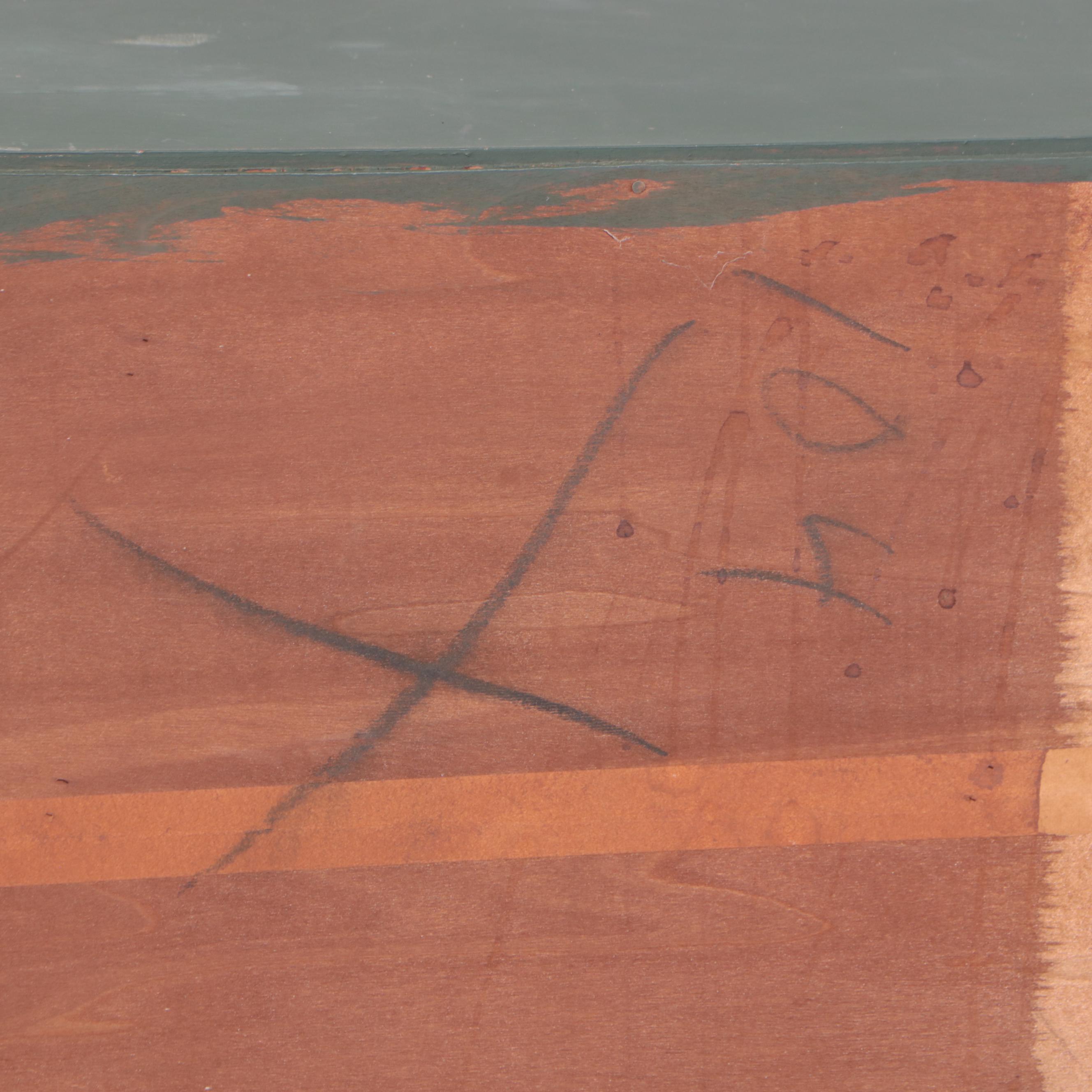 Parcel-Painted Wood Three-Piece Pool Cue Storage Unit