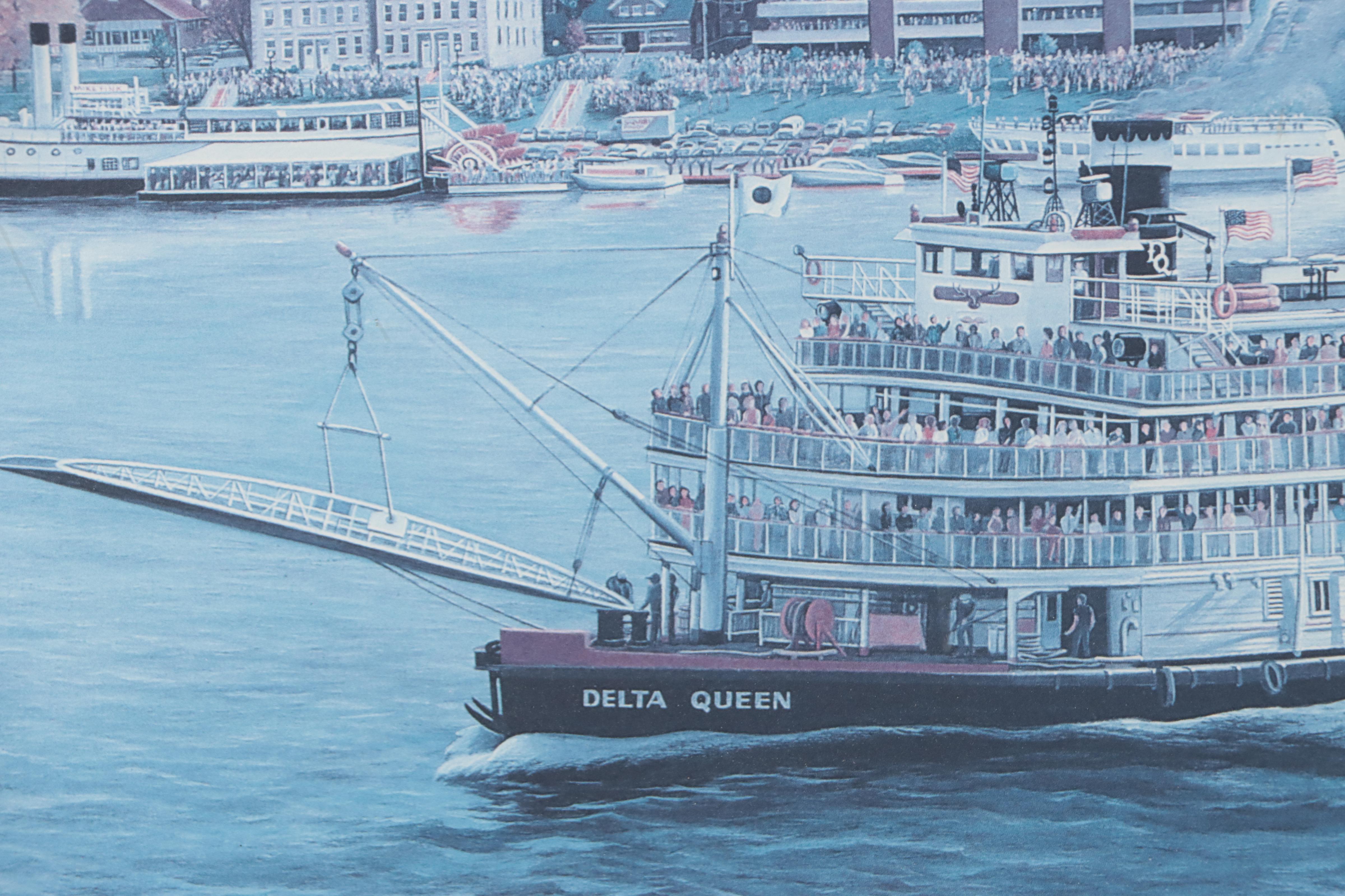 Dale Benedict Offset Lithograph "The Delta Queen vs. The Belle of Louisville"