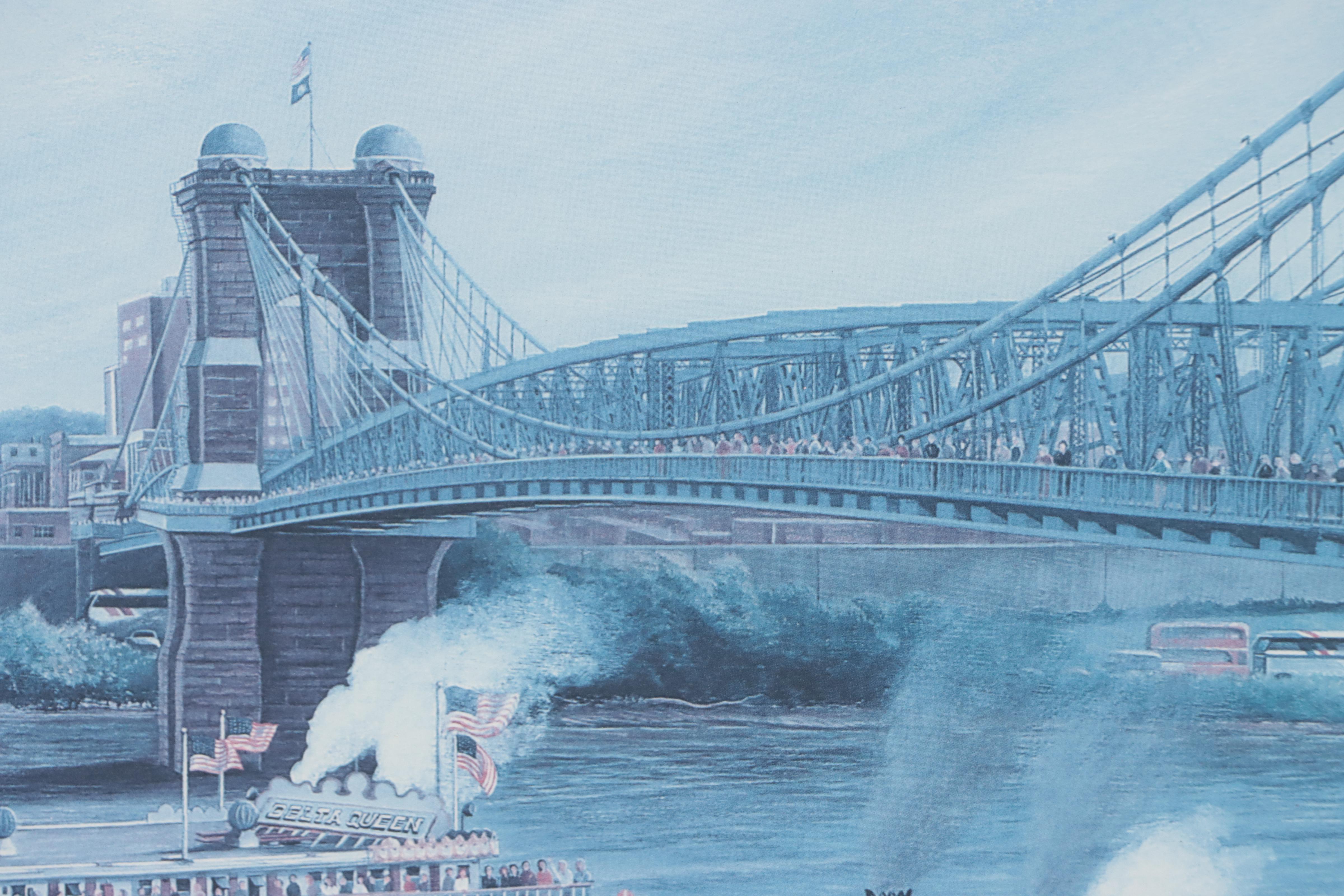 Dale Benedict Offset Lithograph "The Delta Queen vs. The Belle of Louisville"