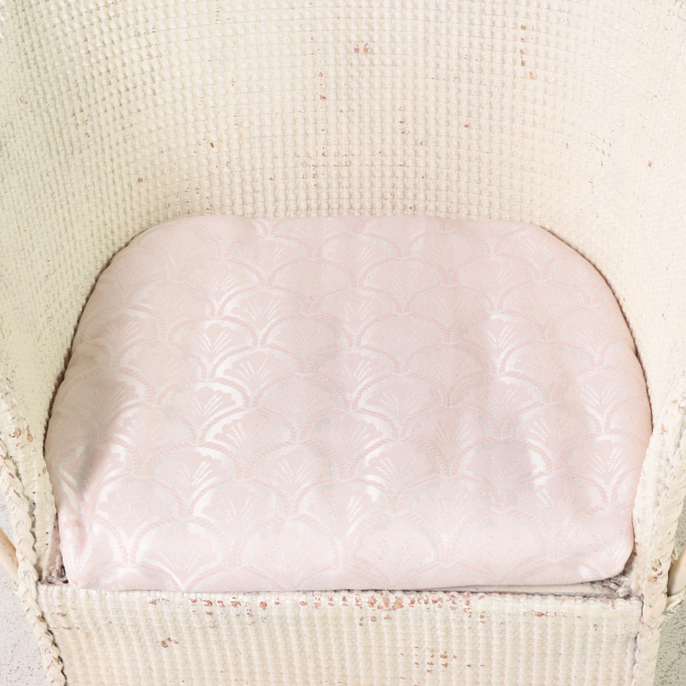 White-Painted Wicker and Hardwood Child's Rocker, Early 20th Century