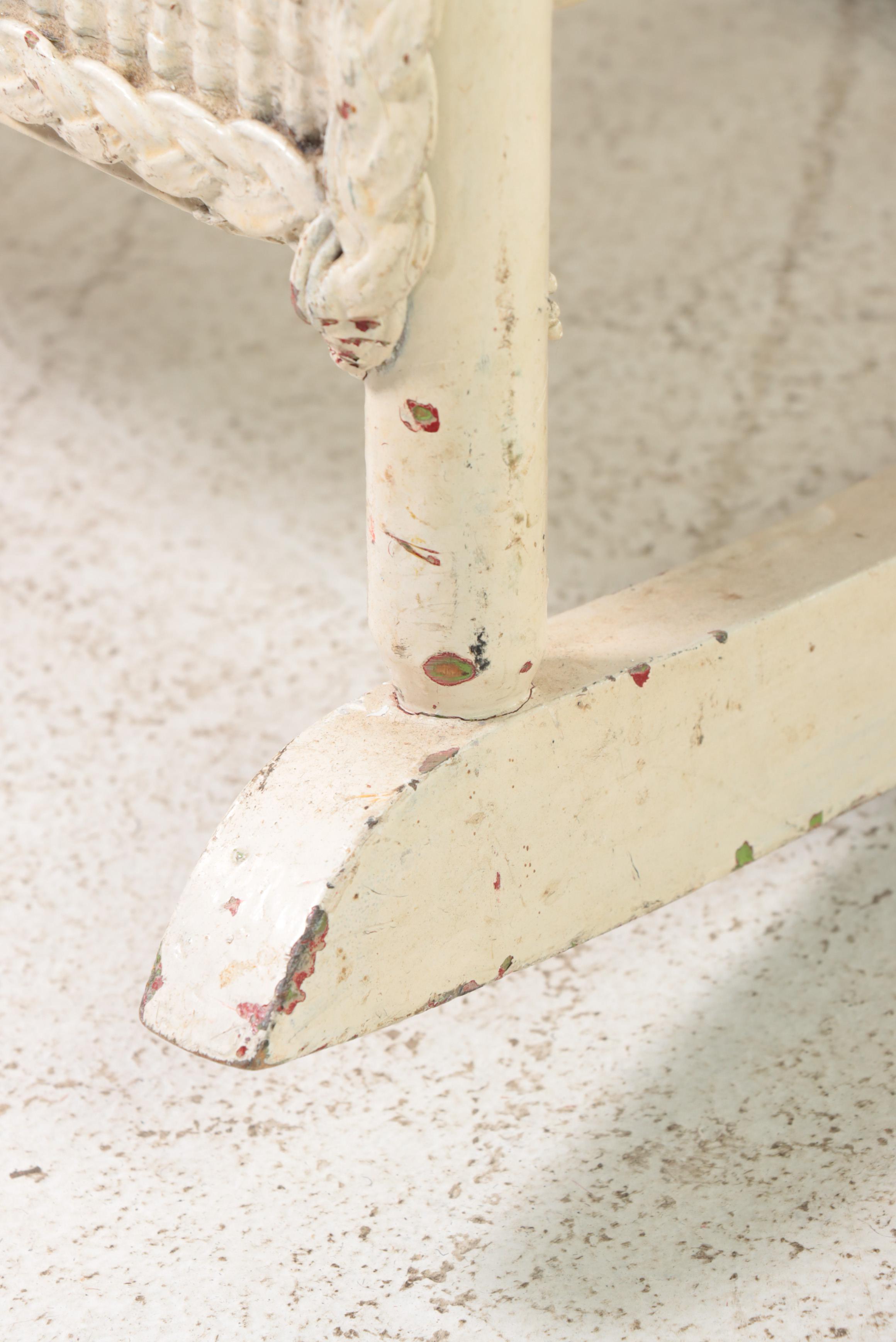 White-Painted Wicker and Hardwood Child's Rocker, Early 20th Century