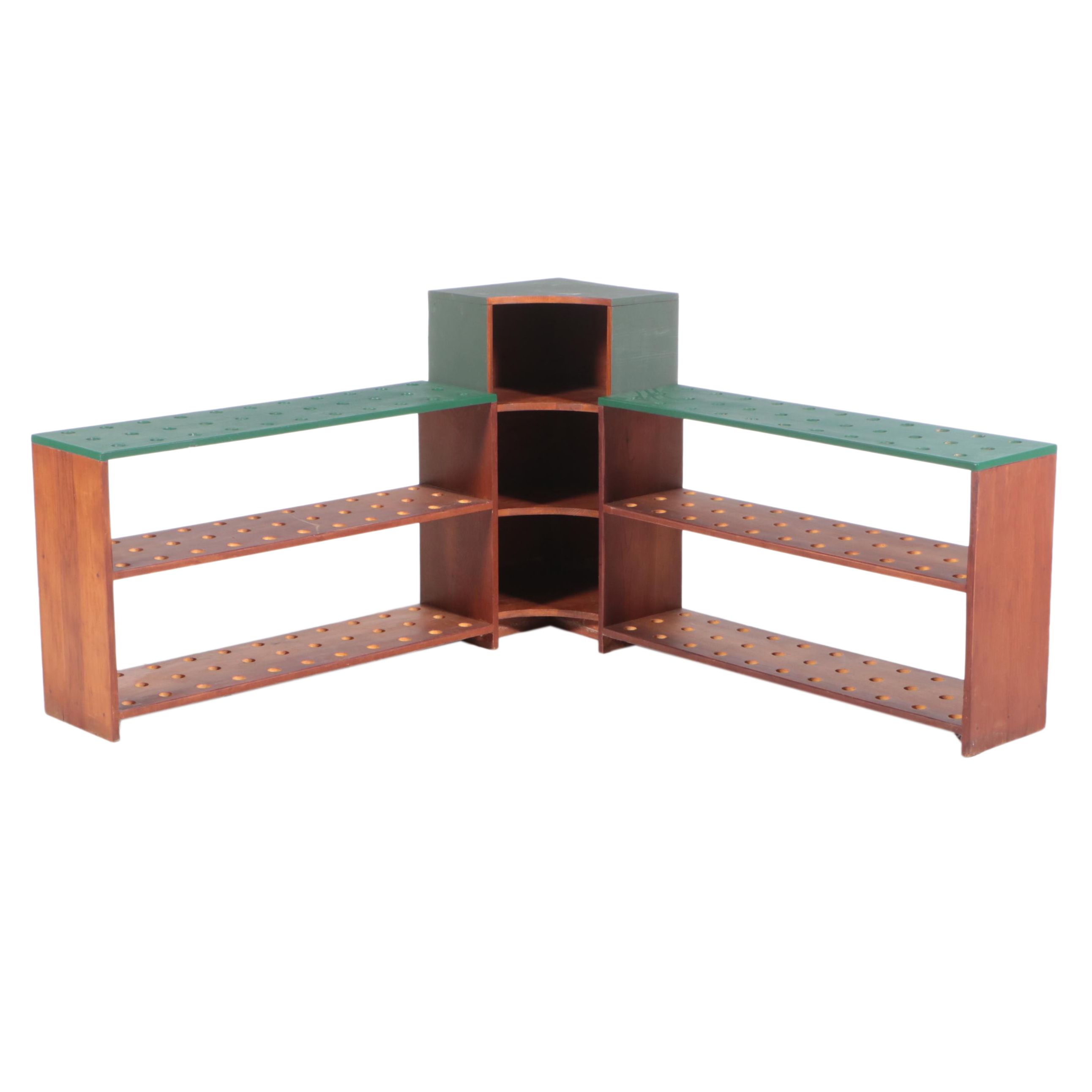 Parcel-Painted Wood Three-Piece Pool Cue Storage Unit