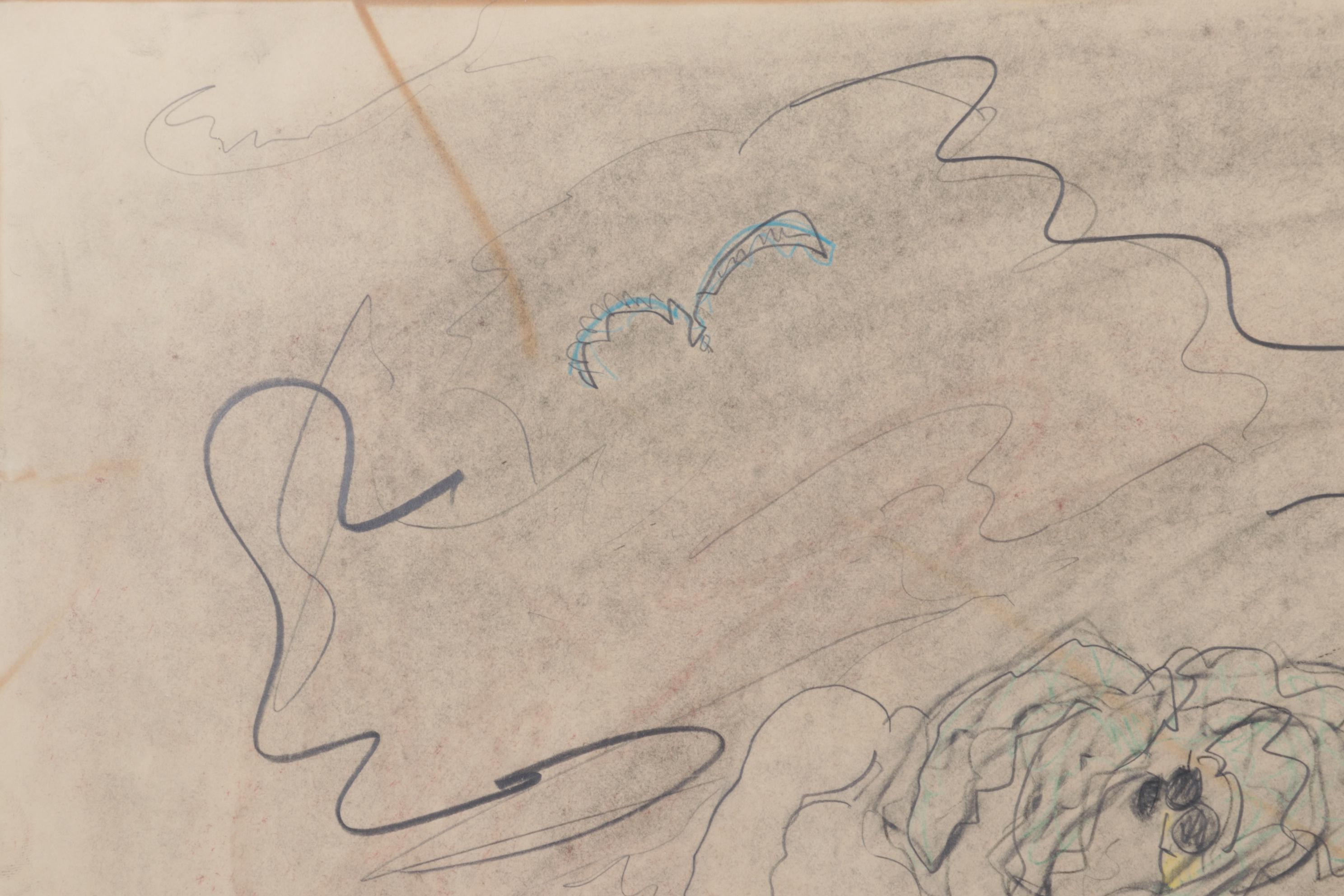 David R. Leach Charcoal and Colored Pencil Drawing "Untitled," Late 20th Century