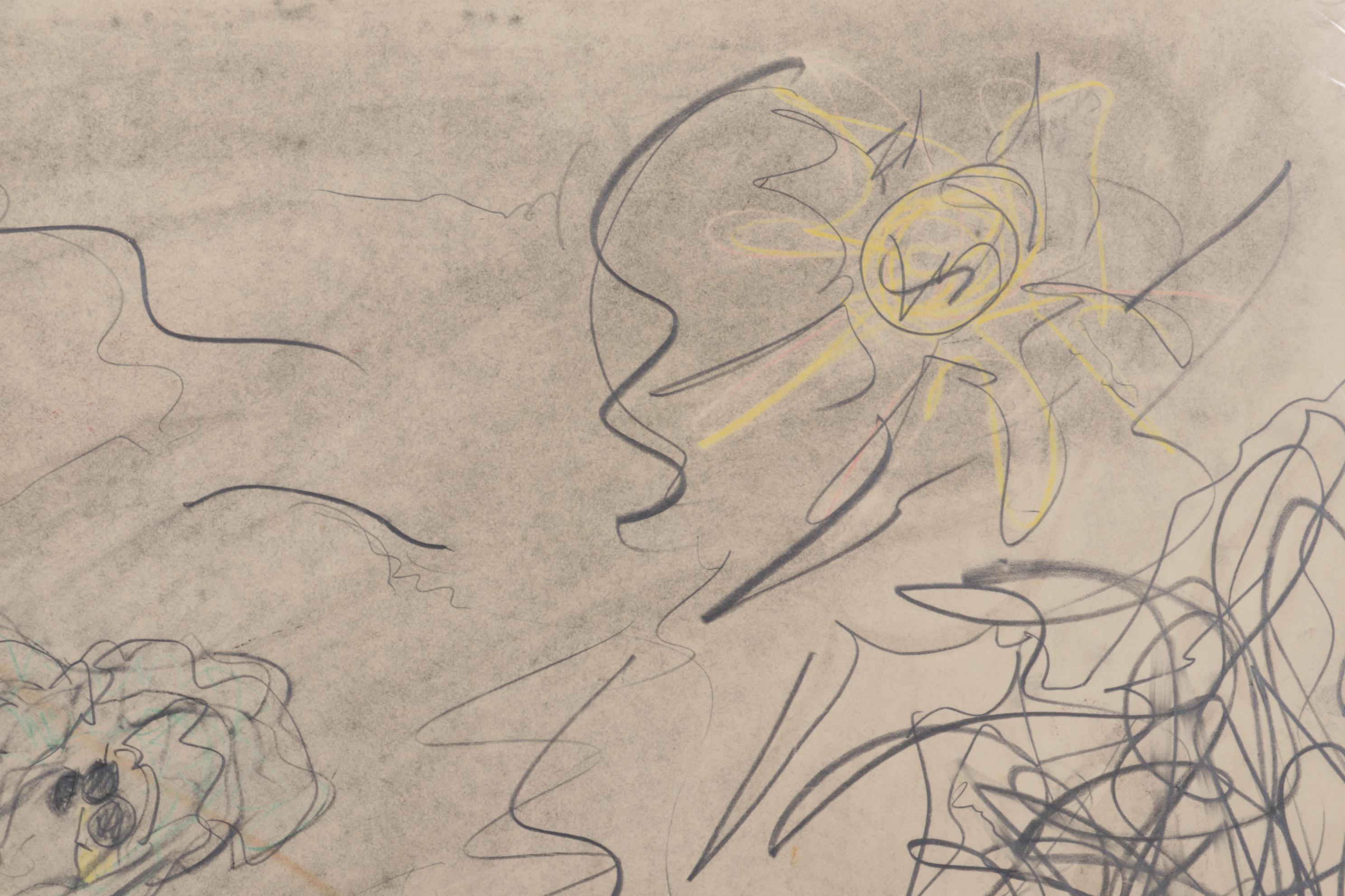 David R. Leach Charcoal and Colored Pencil Drawing "Untitled," Late 20th Century