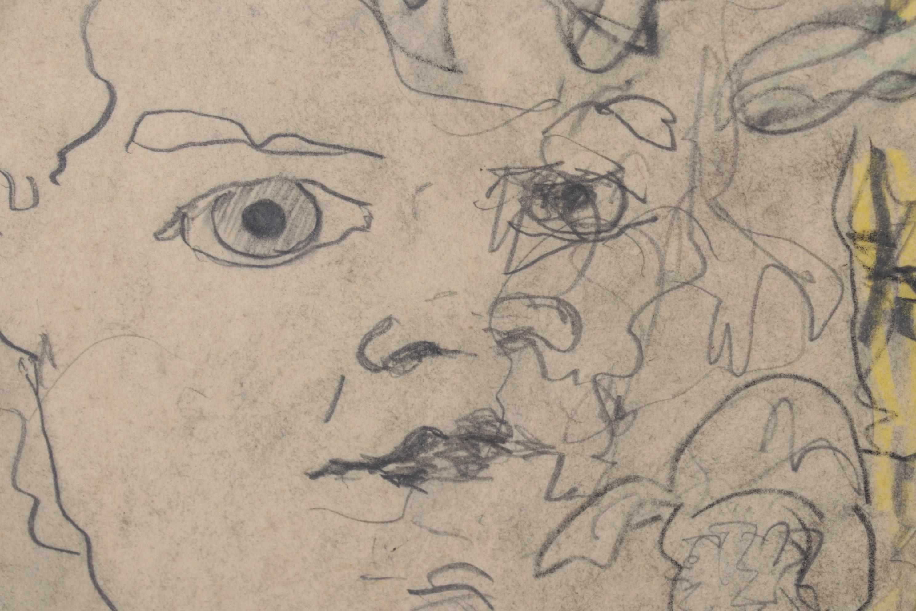 David R. Leach Charcoal and Colored Pencil Drawing "Untitled," Late 20th Century