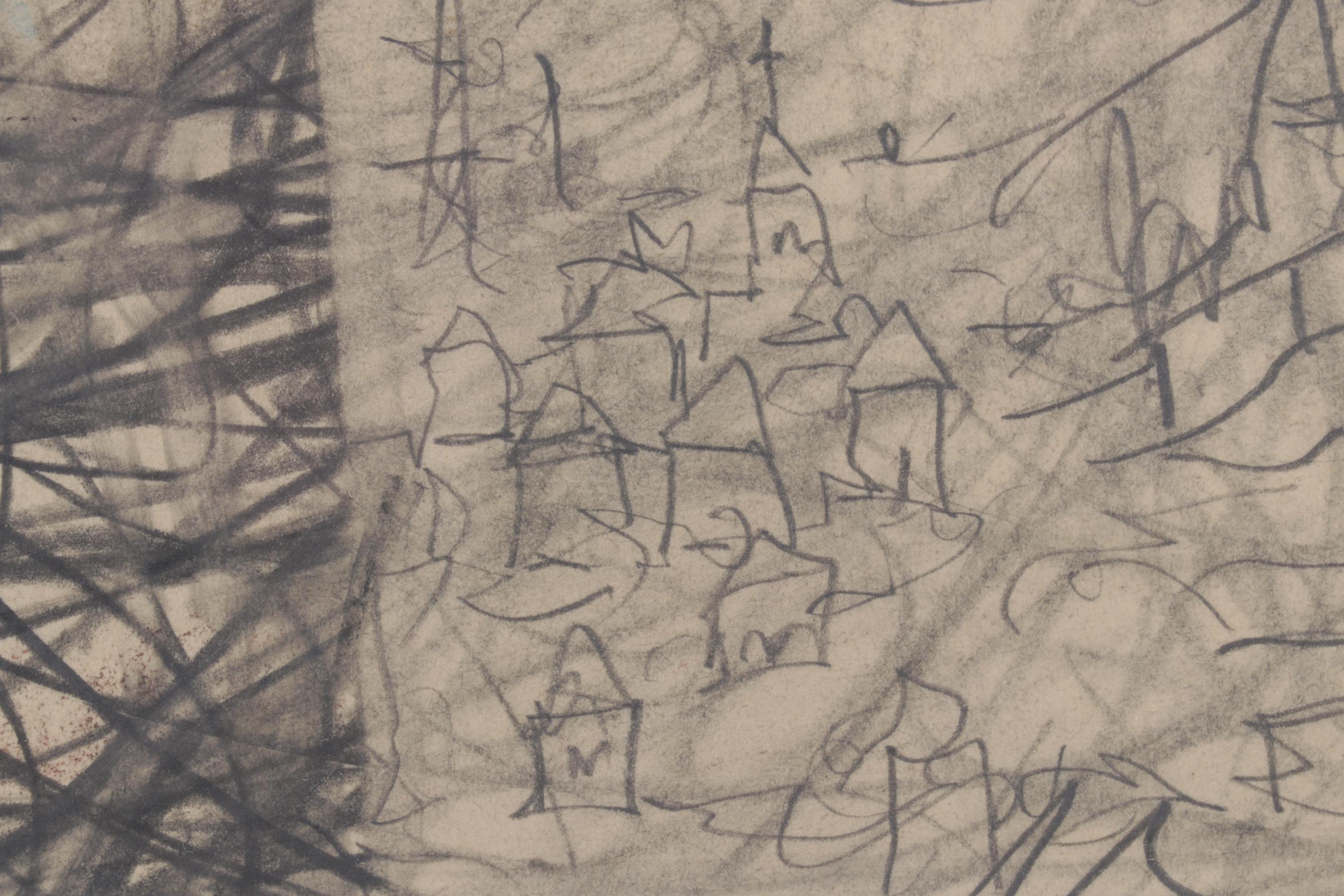 David R. Leach Charcoal and Colored Pencil Drawing "Untitled," Late 20th Century