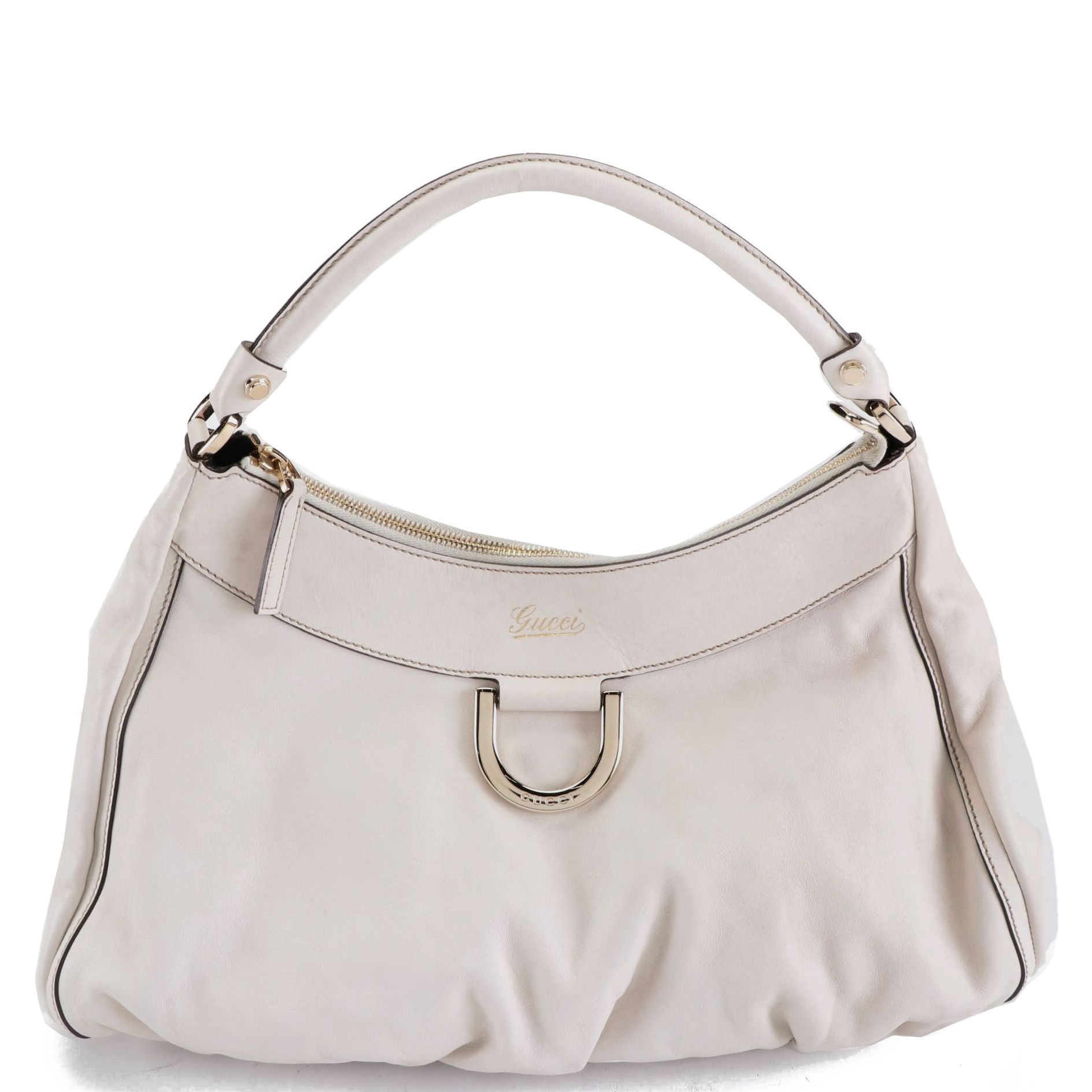 Gucci Abbey D-Ring Hobo Bag in White Leather
