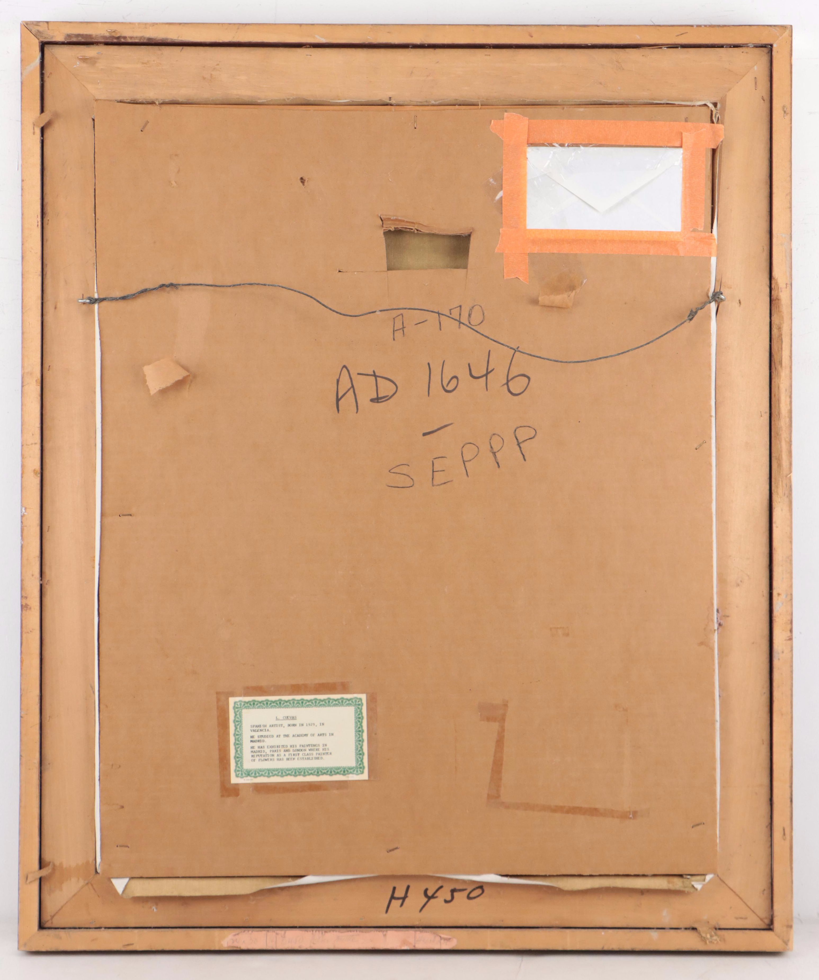 L. Cuevas Floral Still Life Oil Painting