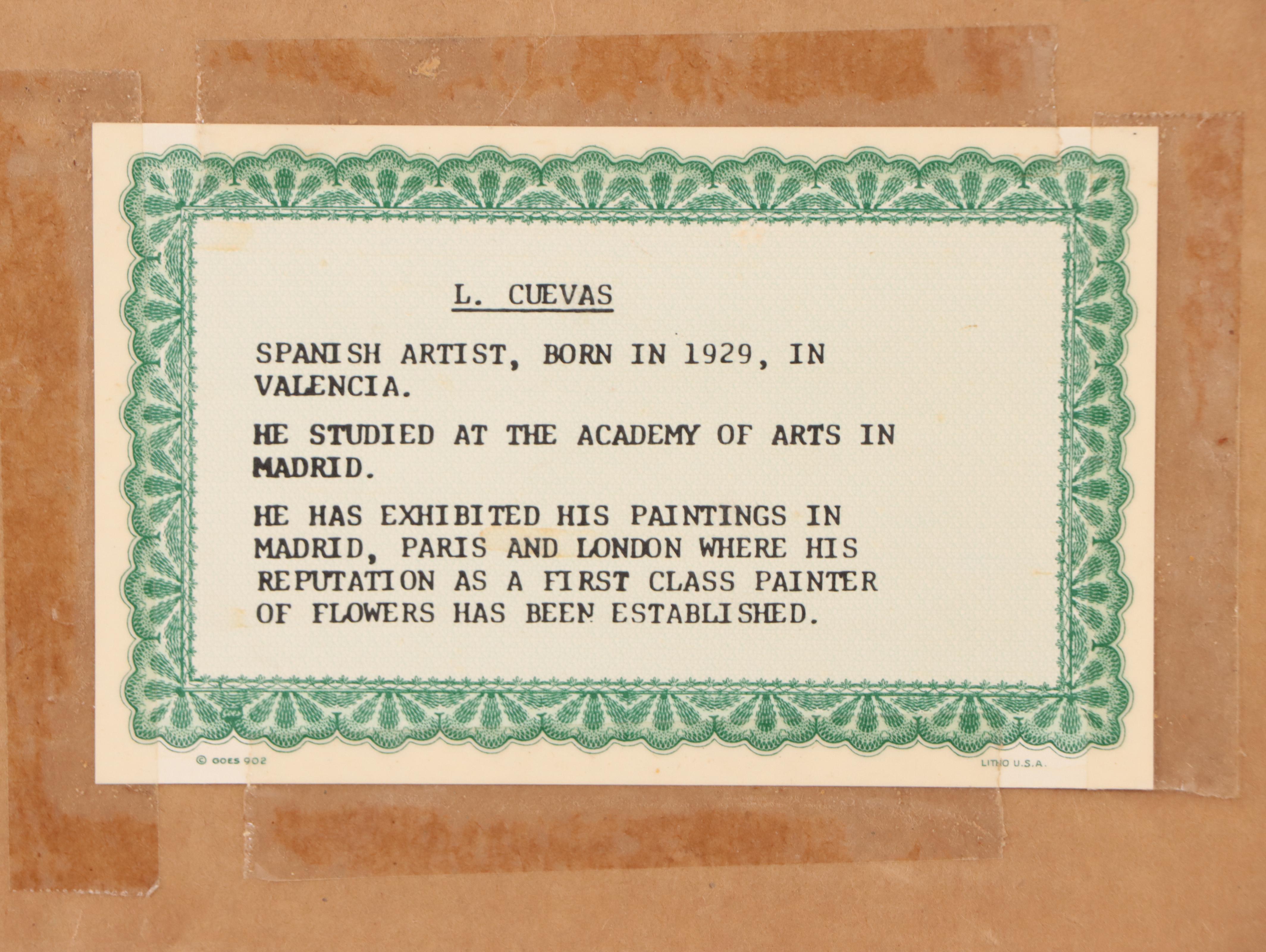 L. Cuevas Floral Still Life Oil Painting