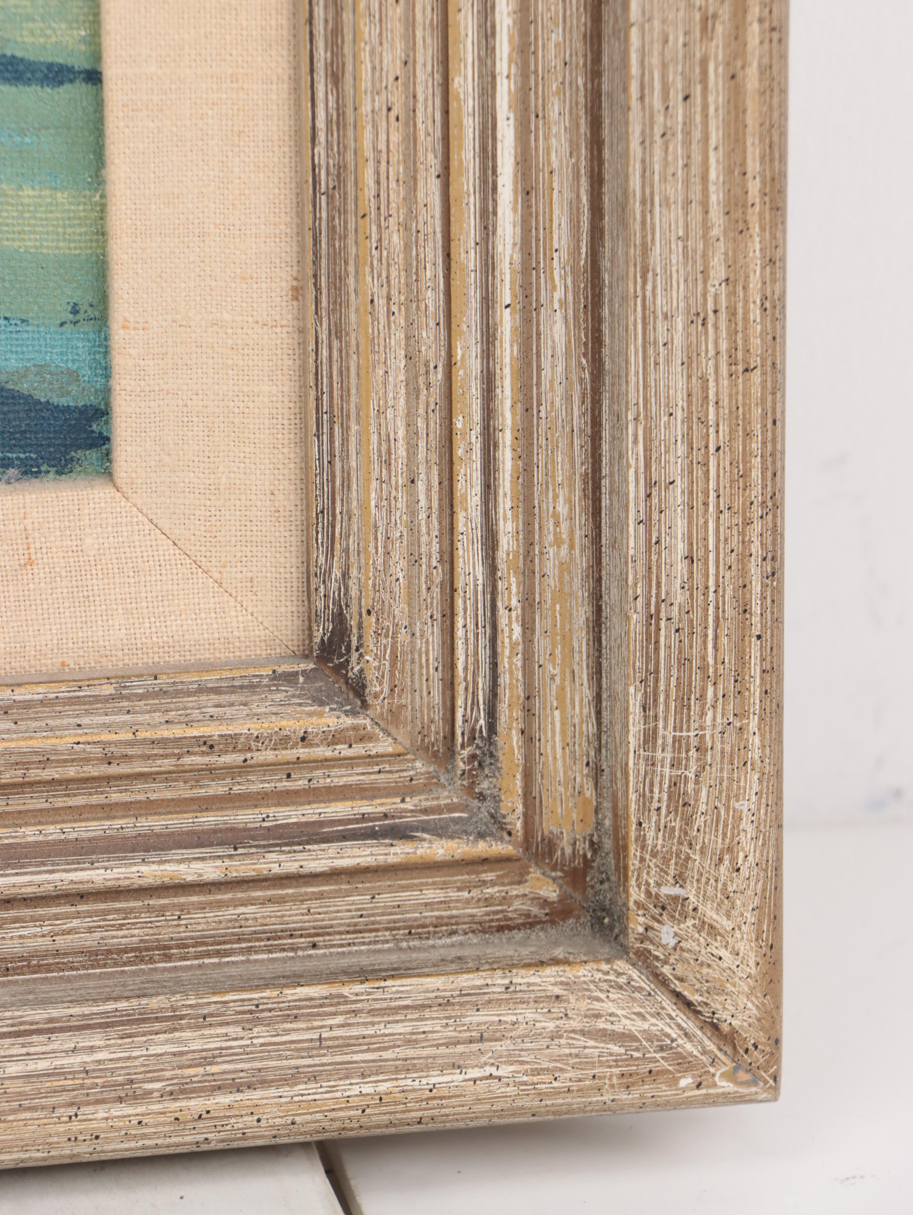 Harbor Scene Serigraph on Canvas, Mid-20th Century