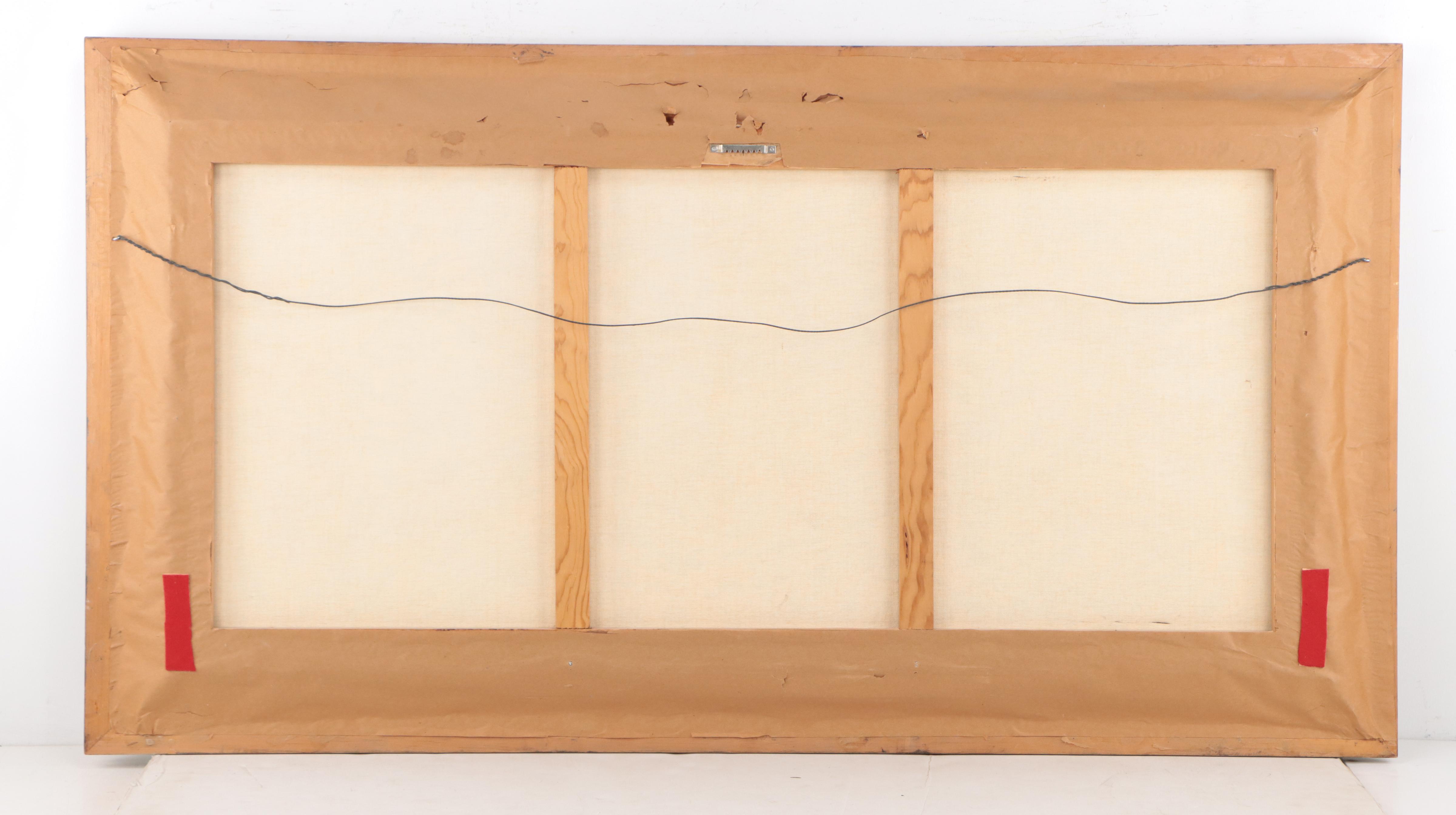 Harbor Scene Serigraph on Canvas, Mid-20th Century