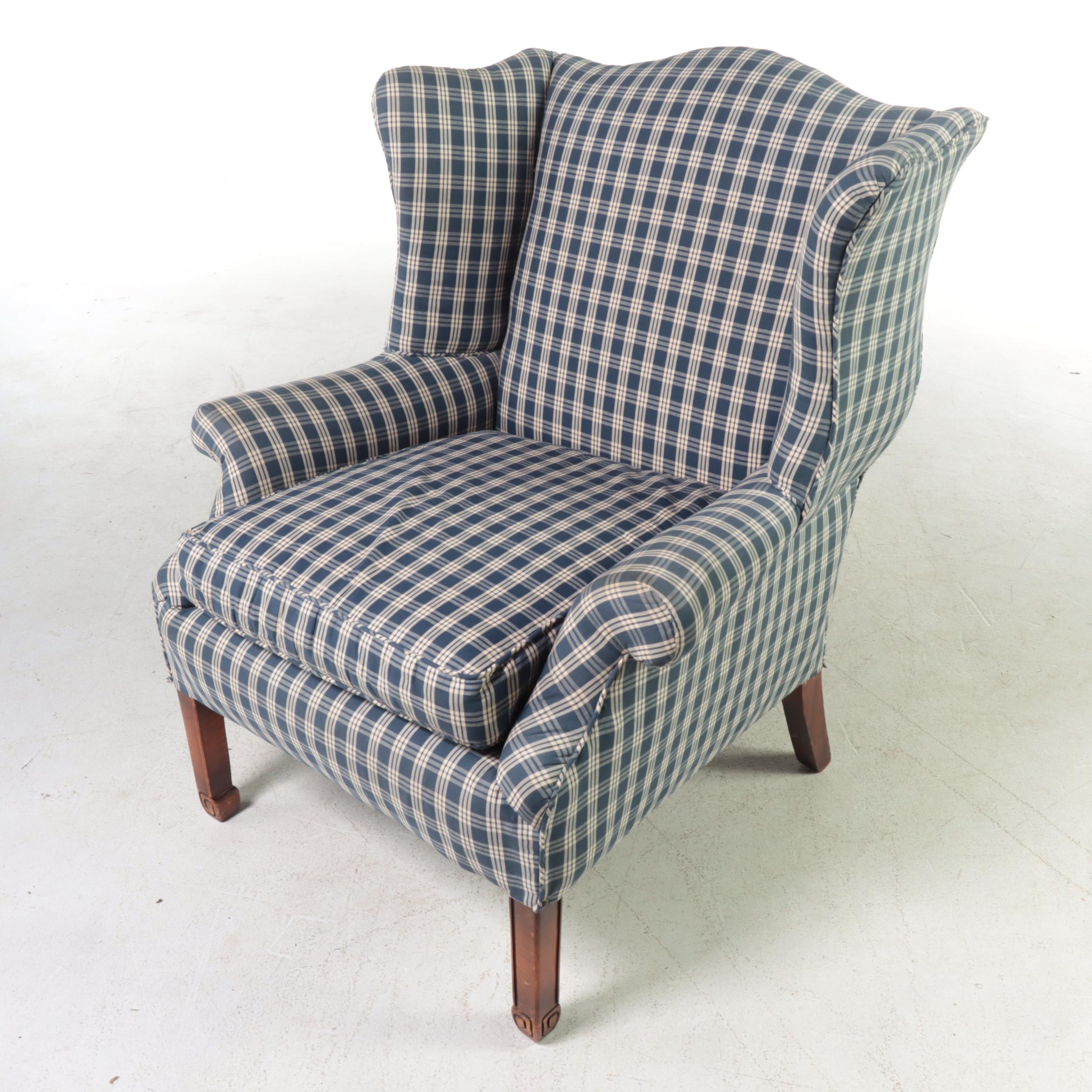 Franklin Furniture Co. Chippendale Style Custom-Upholstered Wingback Armchair